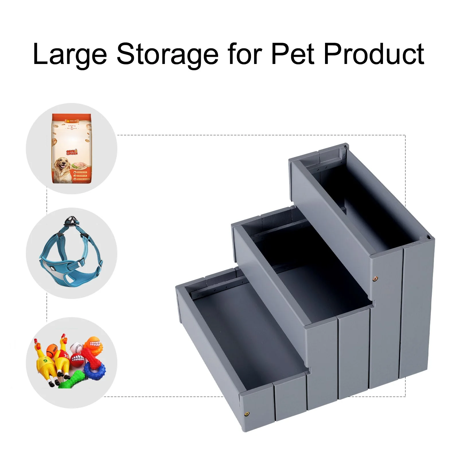 PawHut 3 Step Wooden Dog Steps Pet Stairs for Dogs - Image 5
