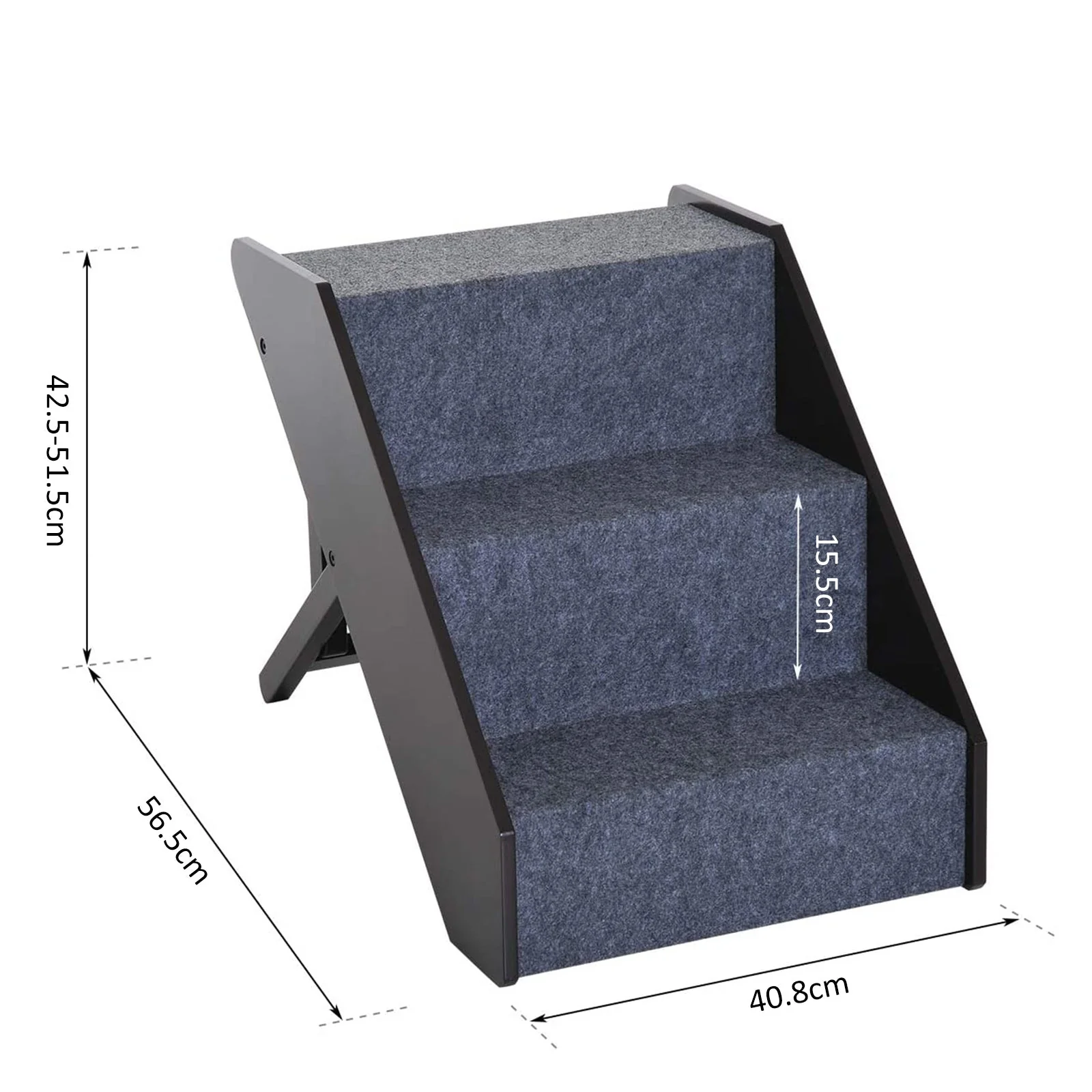 PawHut 3-Steps Ladder Dog Ramp Pets Steps -Dark Brown - Image 3