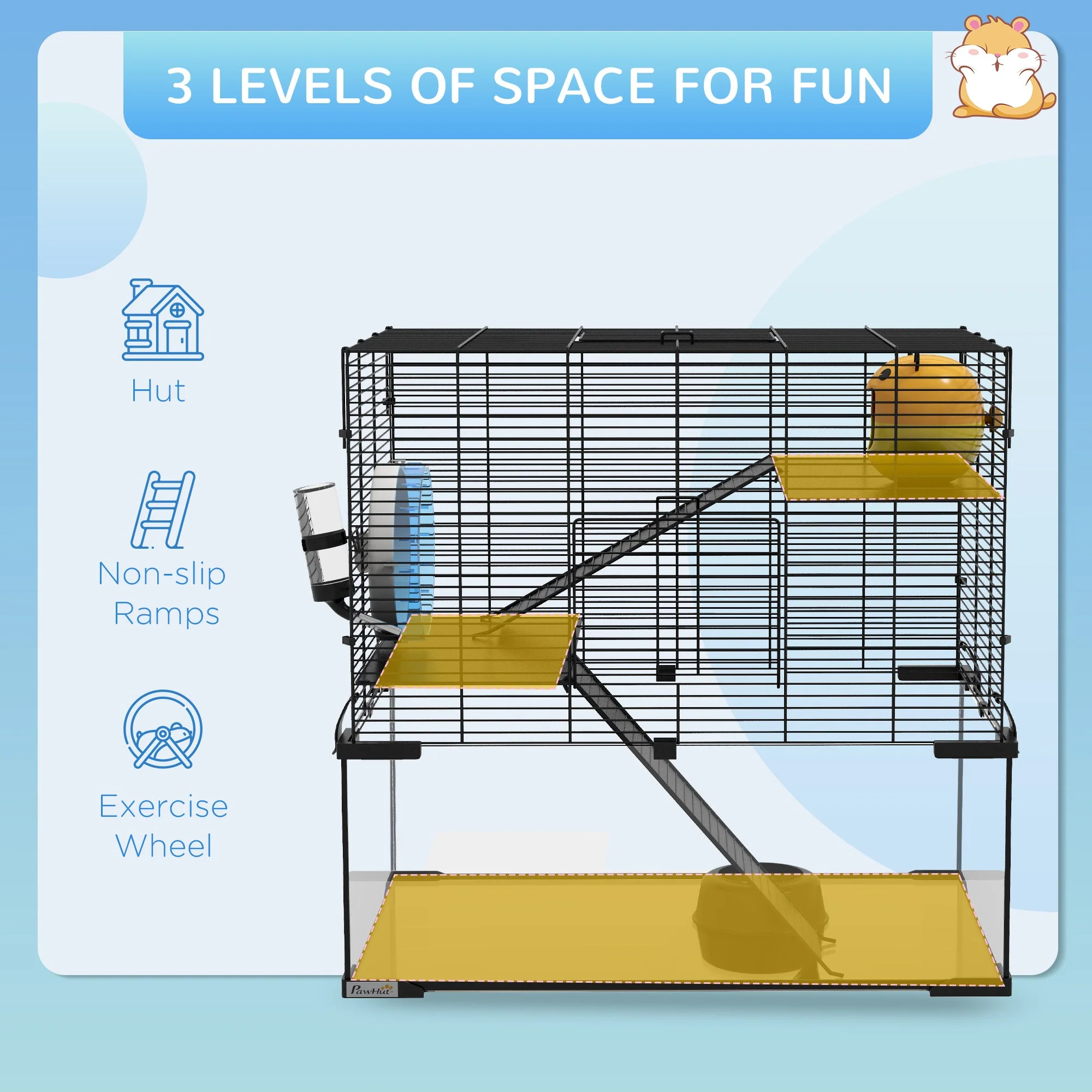 PawHut 3 Tiers Hamster Cage - Image 2
