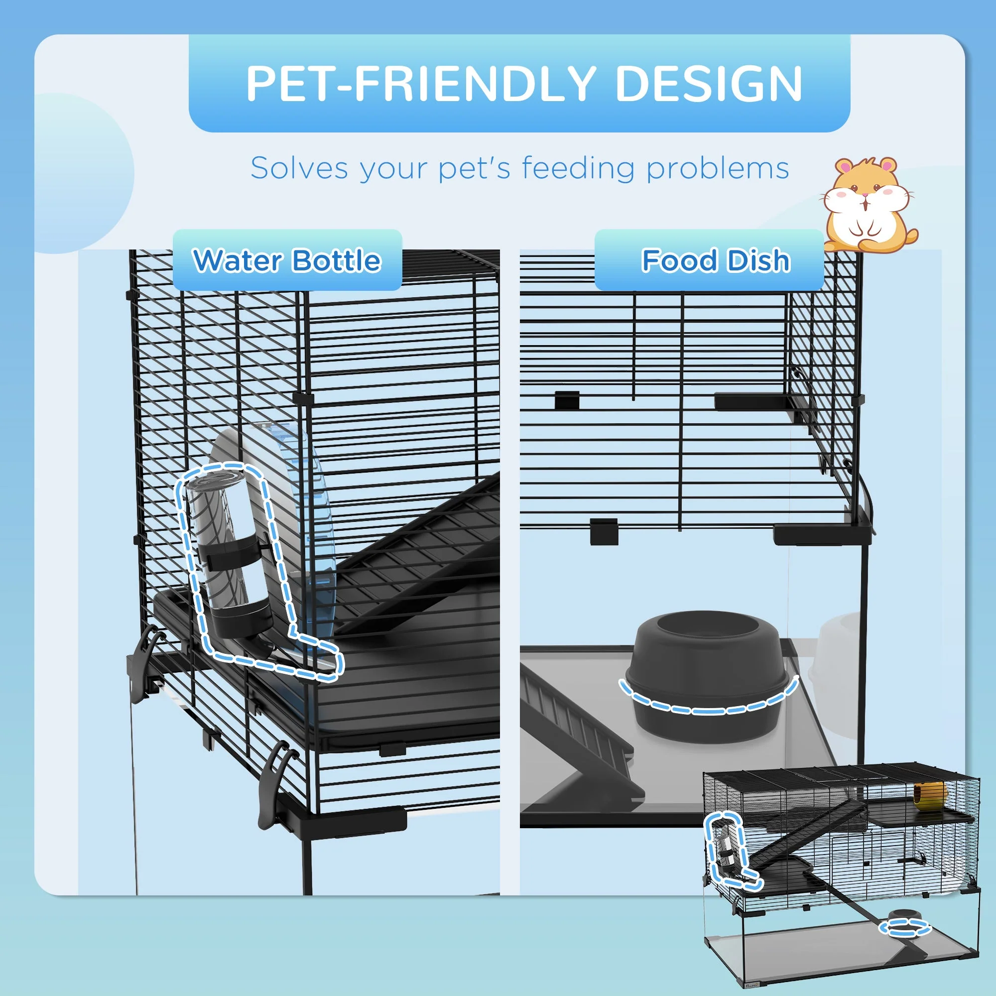 PawHut 3 Tiers Hamster Cage - Image 3