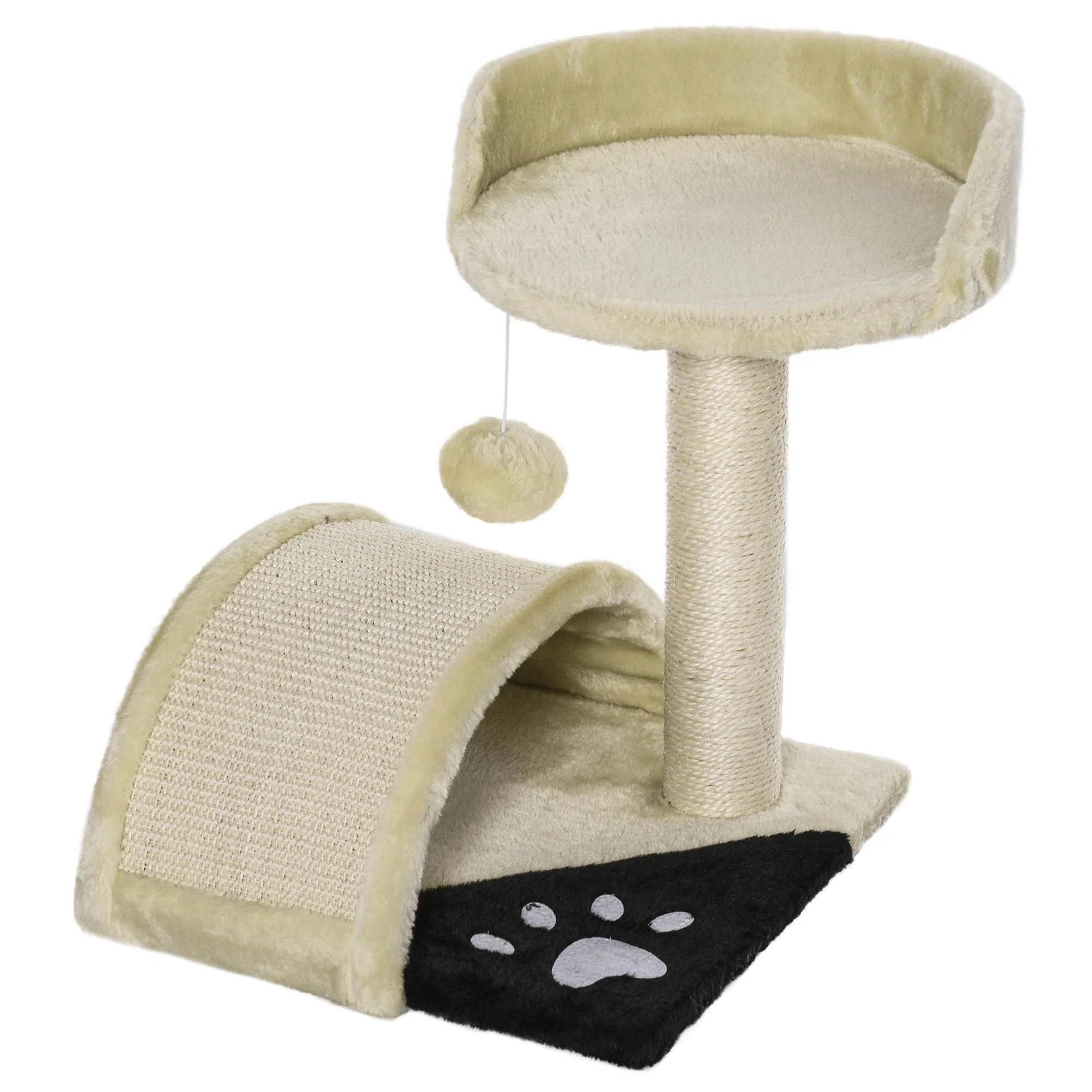 PawHut 36Lx36Wx44H cm Cat Tree Scratching Post-Beige - Image 3