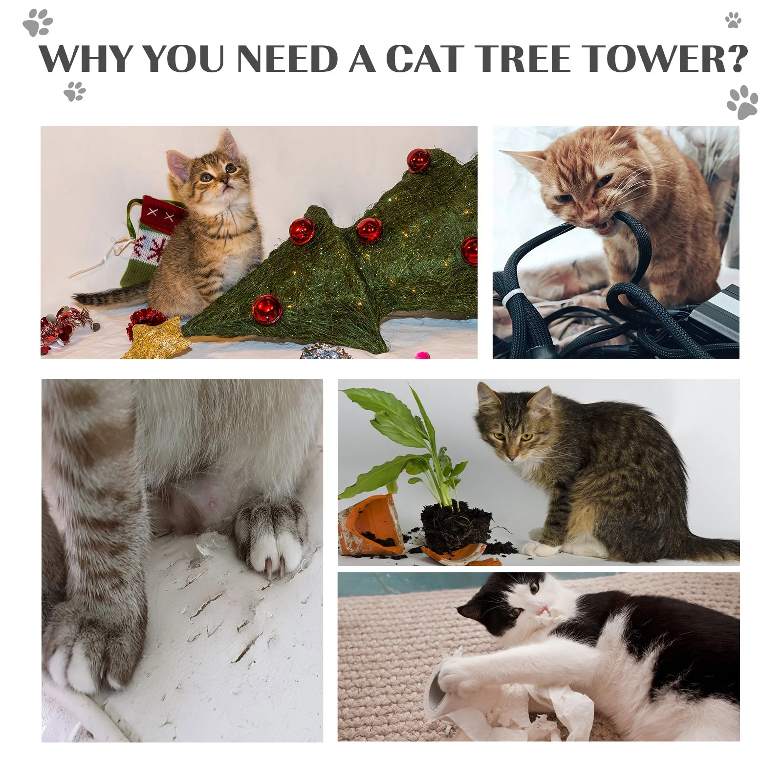 PawHut 36Lx36Wx44H cm Cat Tree Scratching Post-Beige - Image 7
