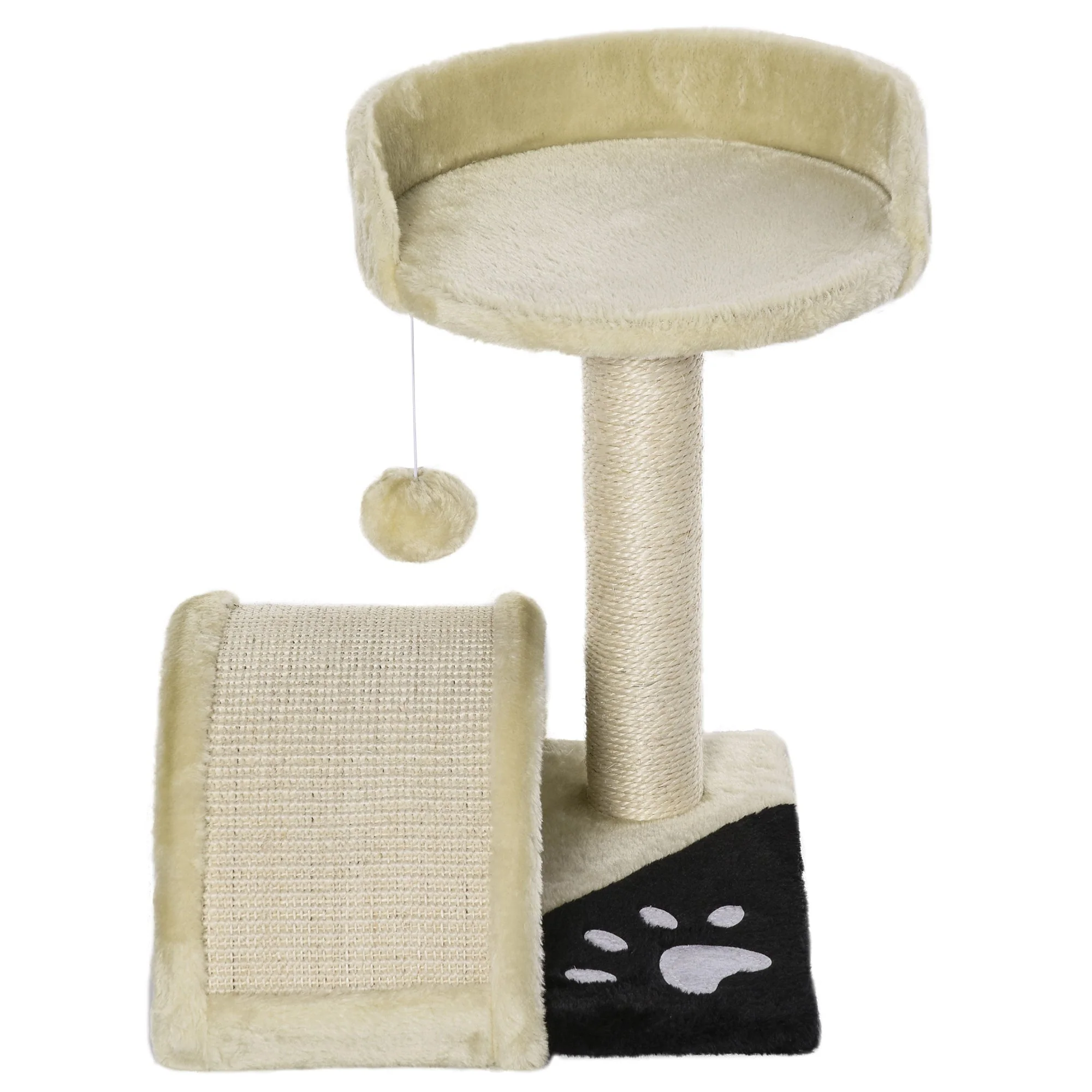 PawHut 36Lx36Wx44H cm Cat Tree Scratching Post-Beige - Image 8