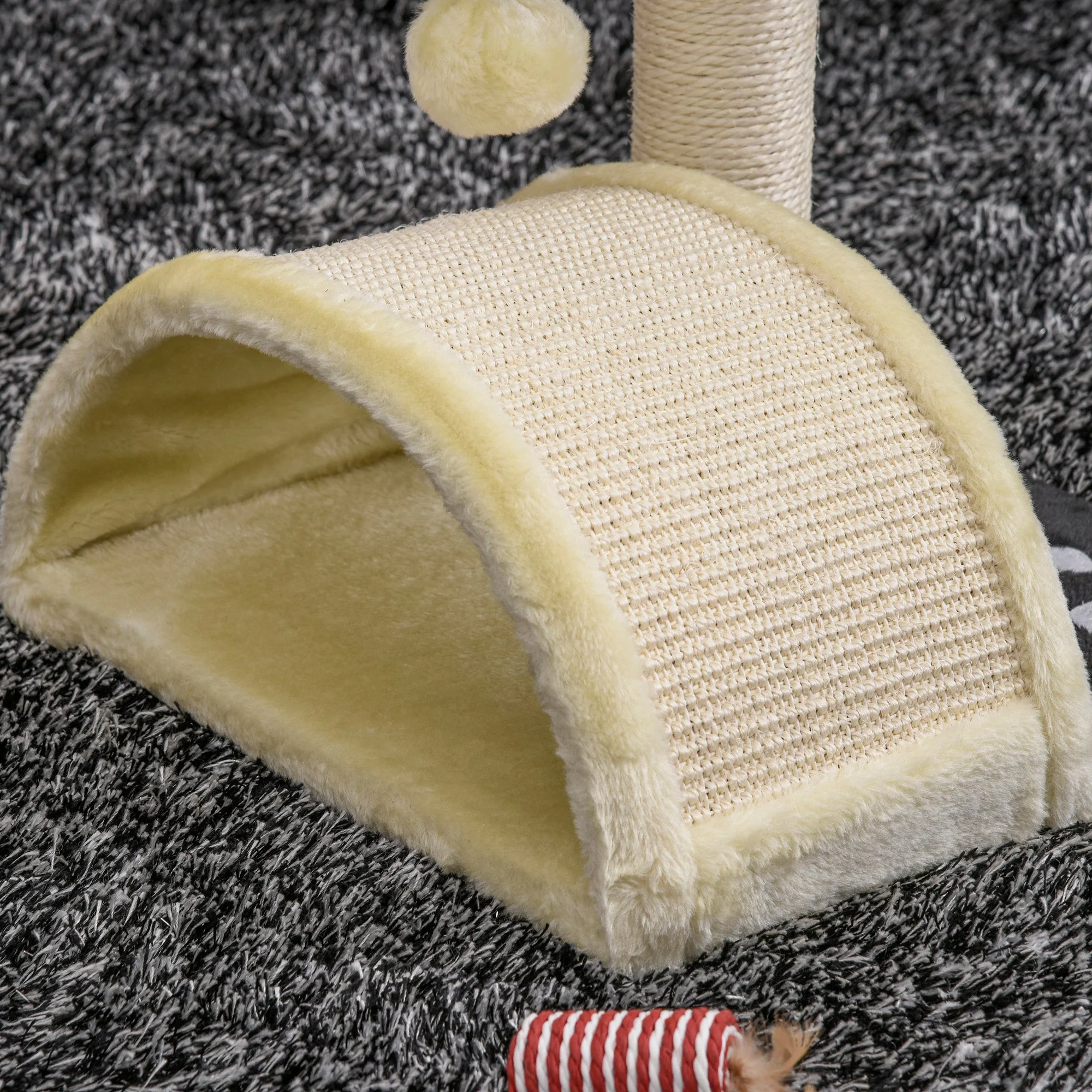 PawHut 36Lx36Wx44H cm Cat Tree Scratching Post-Beige - Image 9