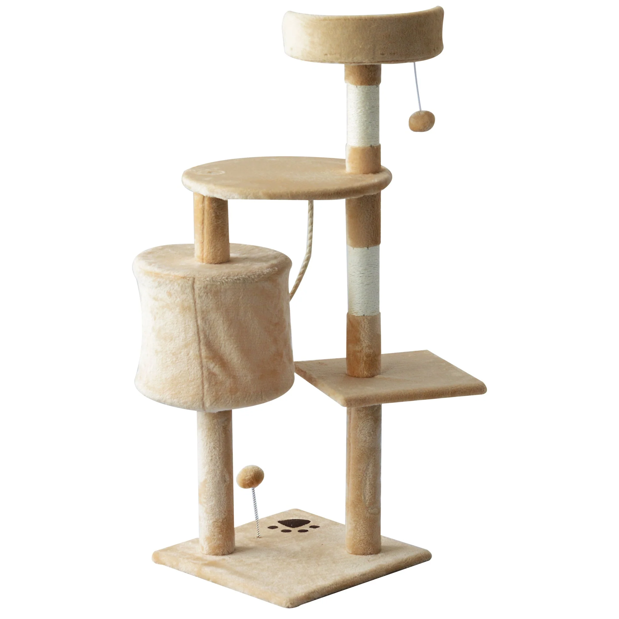 PawHut 40Lx 40Wx114H cm Cat Tree House Scratching Post Ball - Image 2