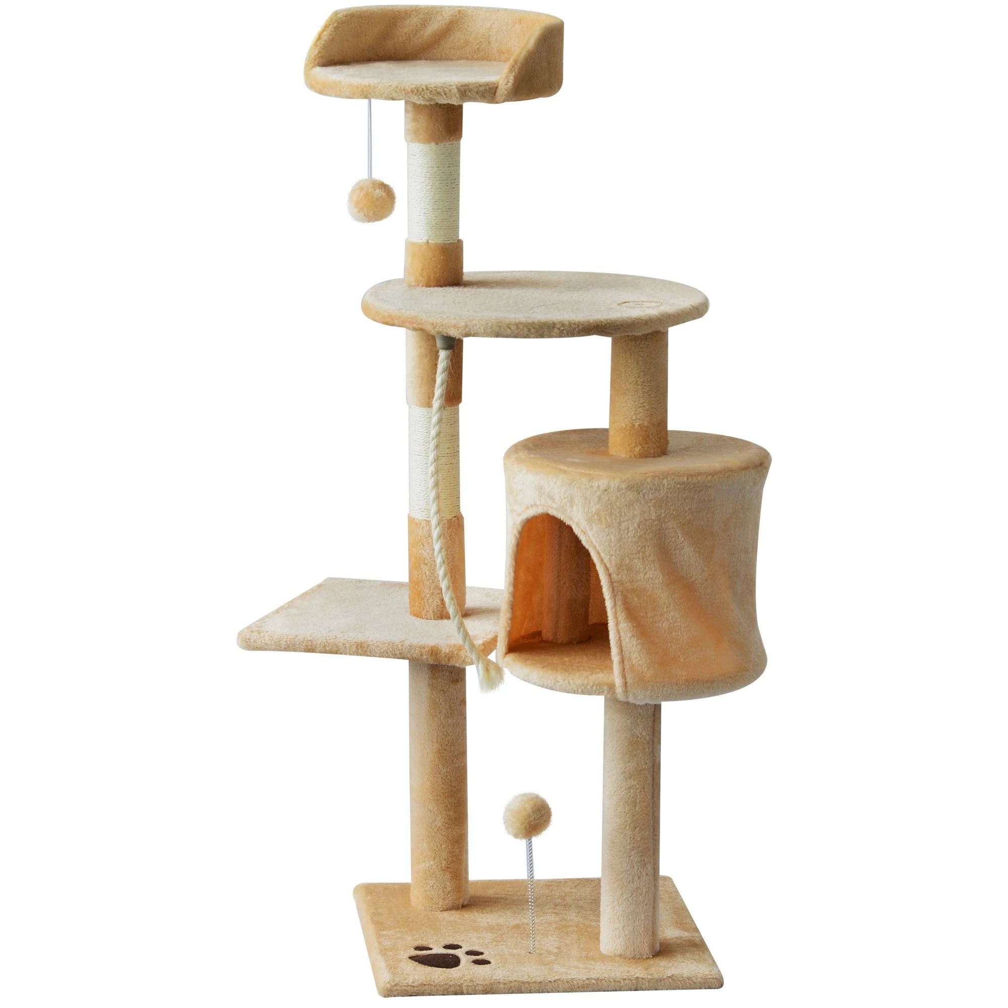 PawHut 40Lx 40Wx114H cm Cat Tree House Scratching Post Ball - Image 3