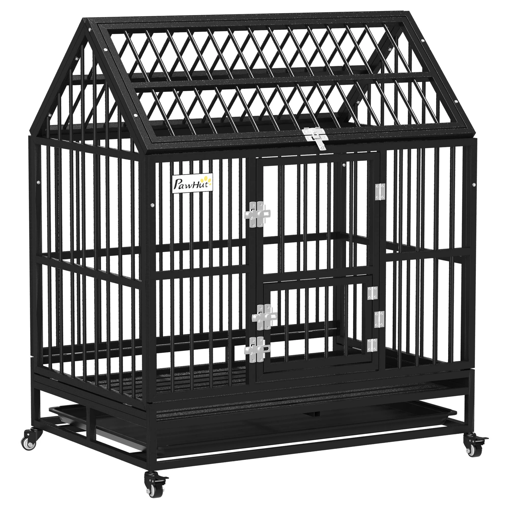 PawHut 43" Heavy Duty Dog Crate on Wheels - Image 2