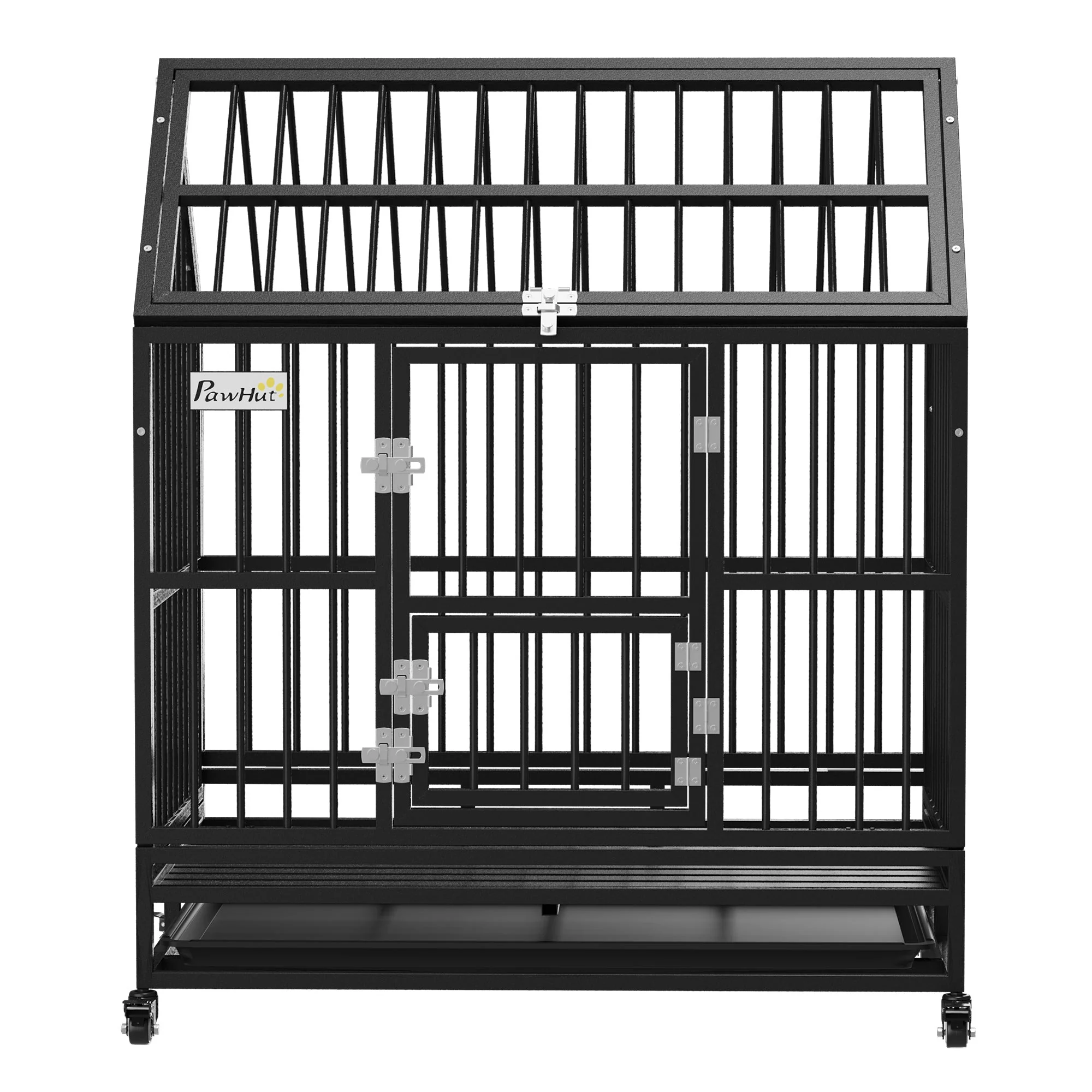 PawHut 43" Heavy Duty Dog Crate on Wheels - Image 9