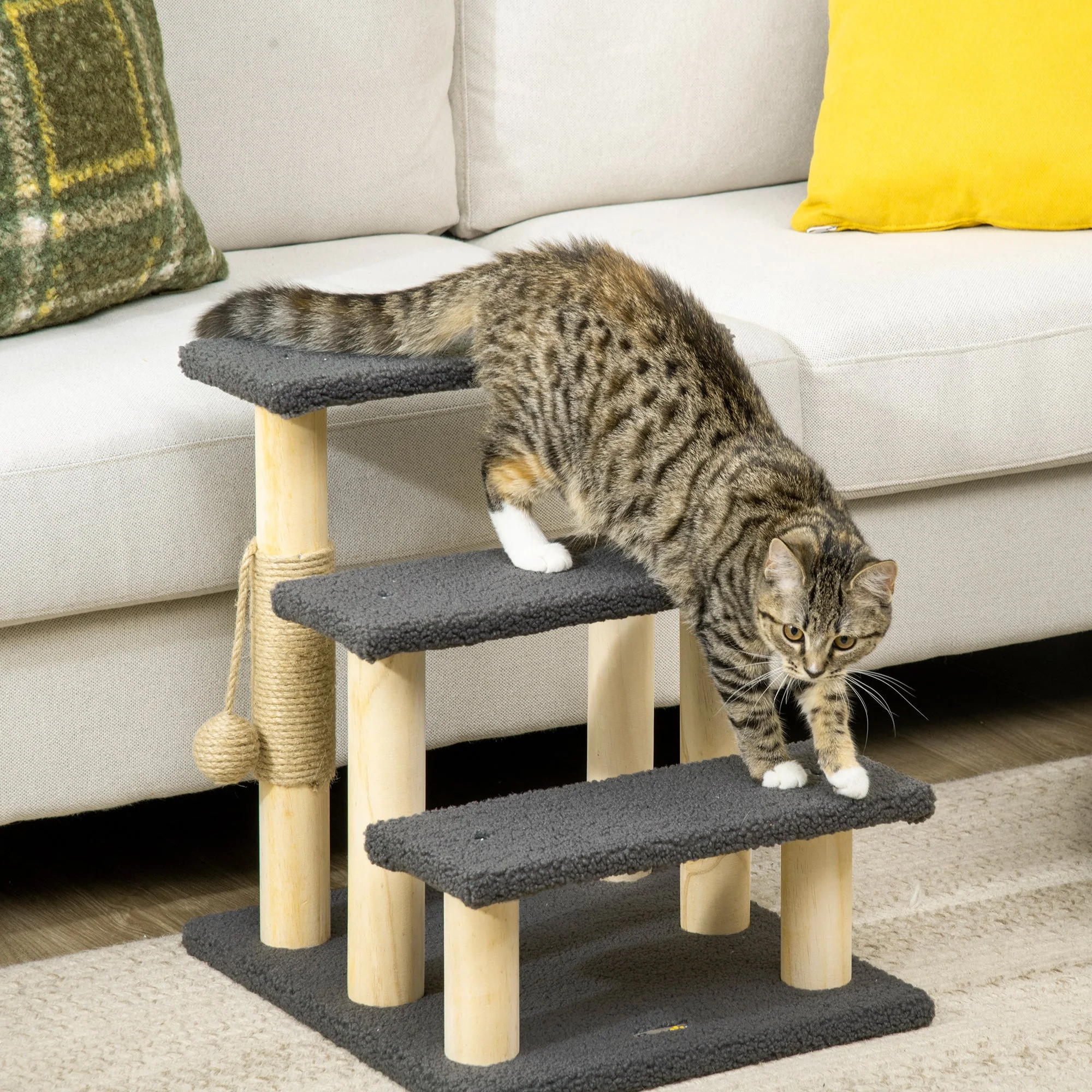 PawHut 48cm Three-Step Cat Tree - Image 7