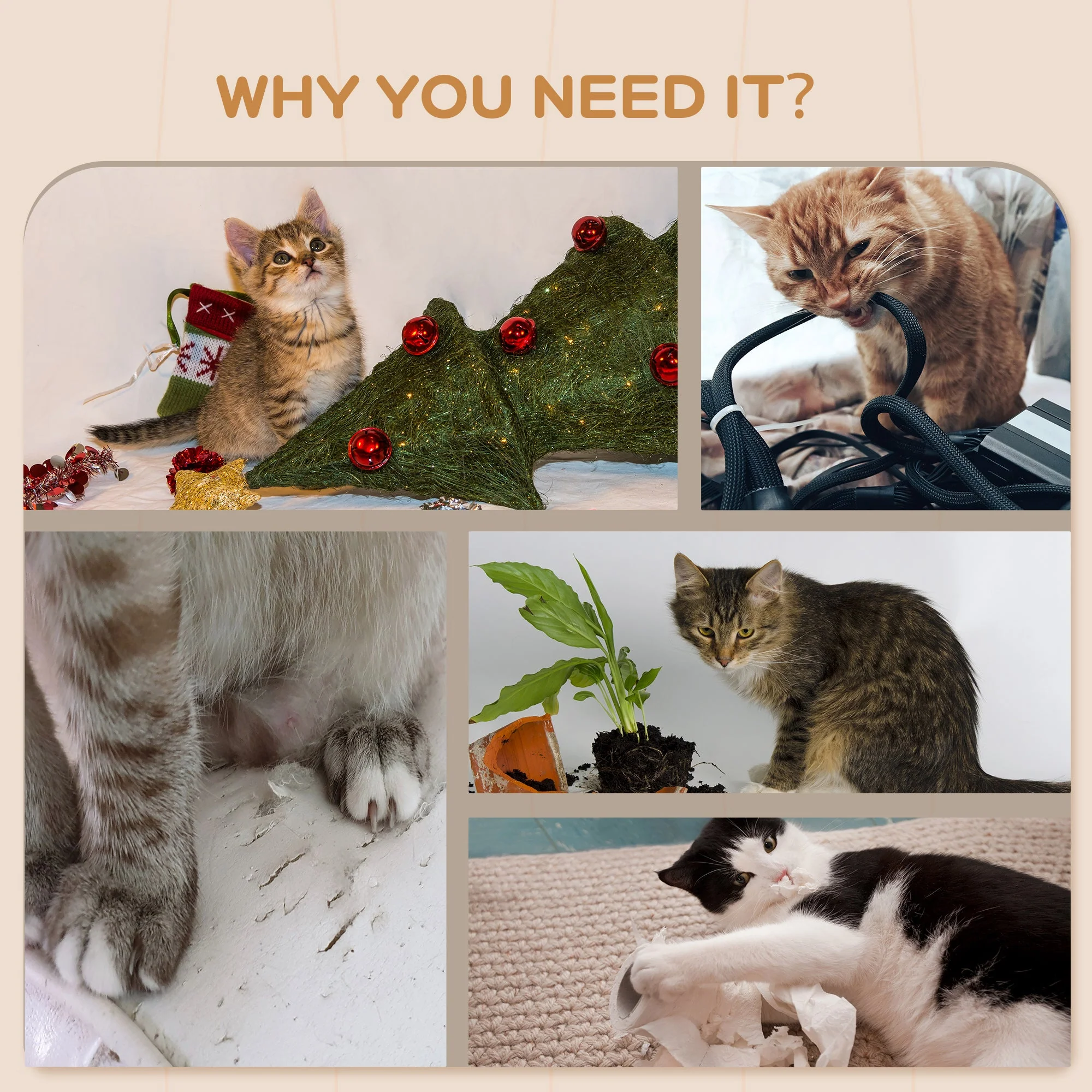 PawHut 4PCs Wall-Mounted Cat Shelves w/ Scratching Post - Image 6