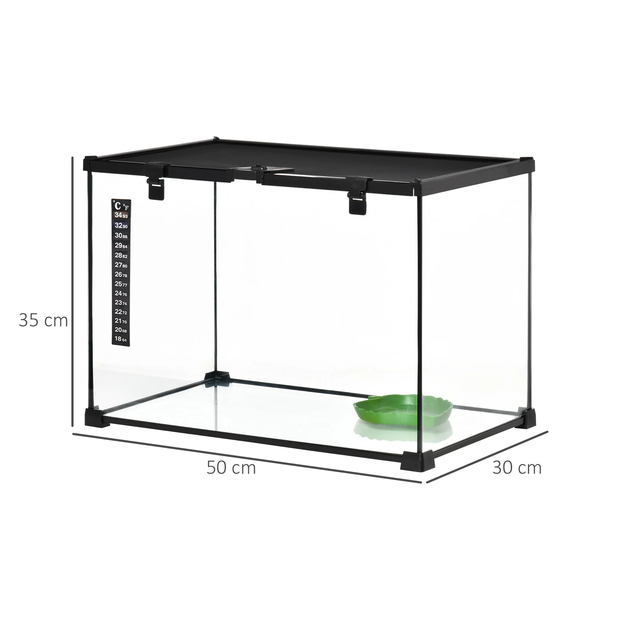 Pawhut 50 X 30 X 35 cm Reptile Terrarium For Lizards Horned Frogs Snakes Black - Image 2