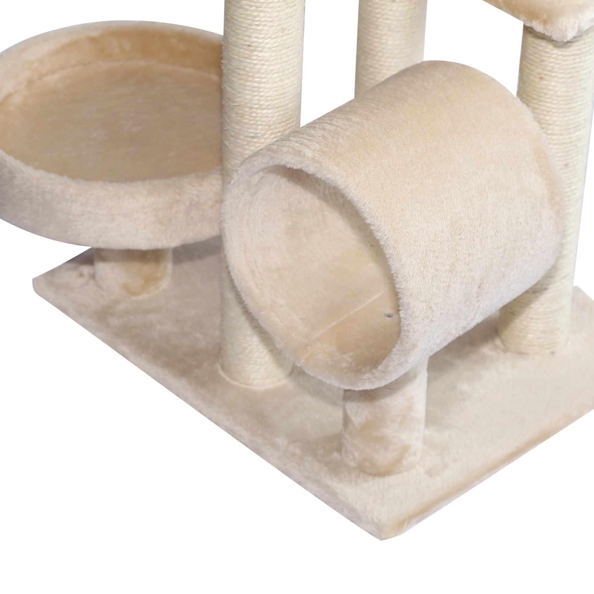 PawHut 50Lx40Wx105H cm Cats 6-Tier Scratch Tree w/ Dangle Toy Beige - Image 4