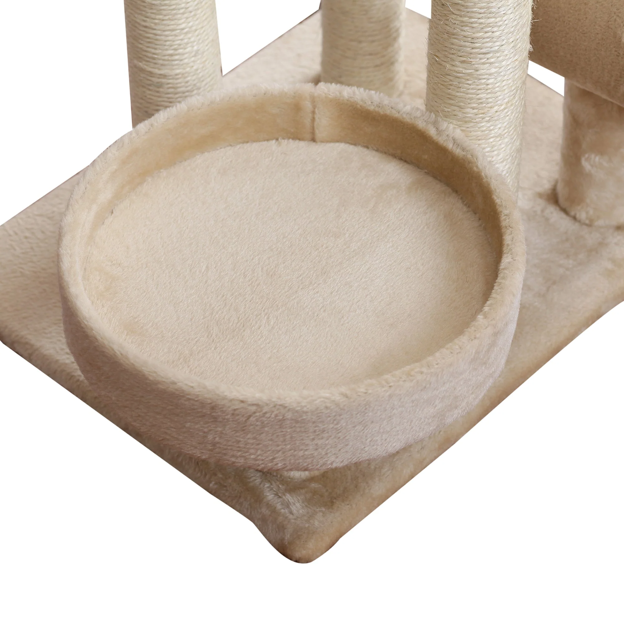 PawHut 50Lx40Wx105H cm Cats 6-Tier Scratch Tree w/ Dangle Toy Beige - Image 6
