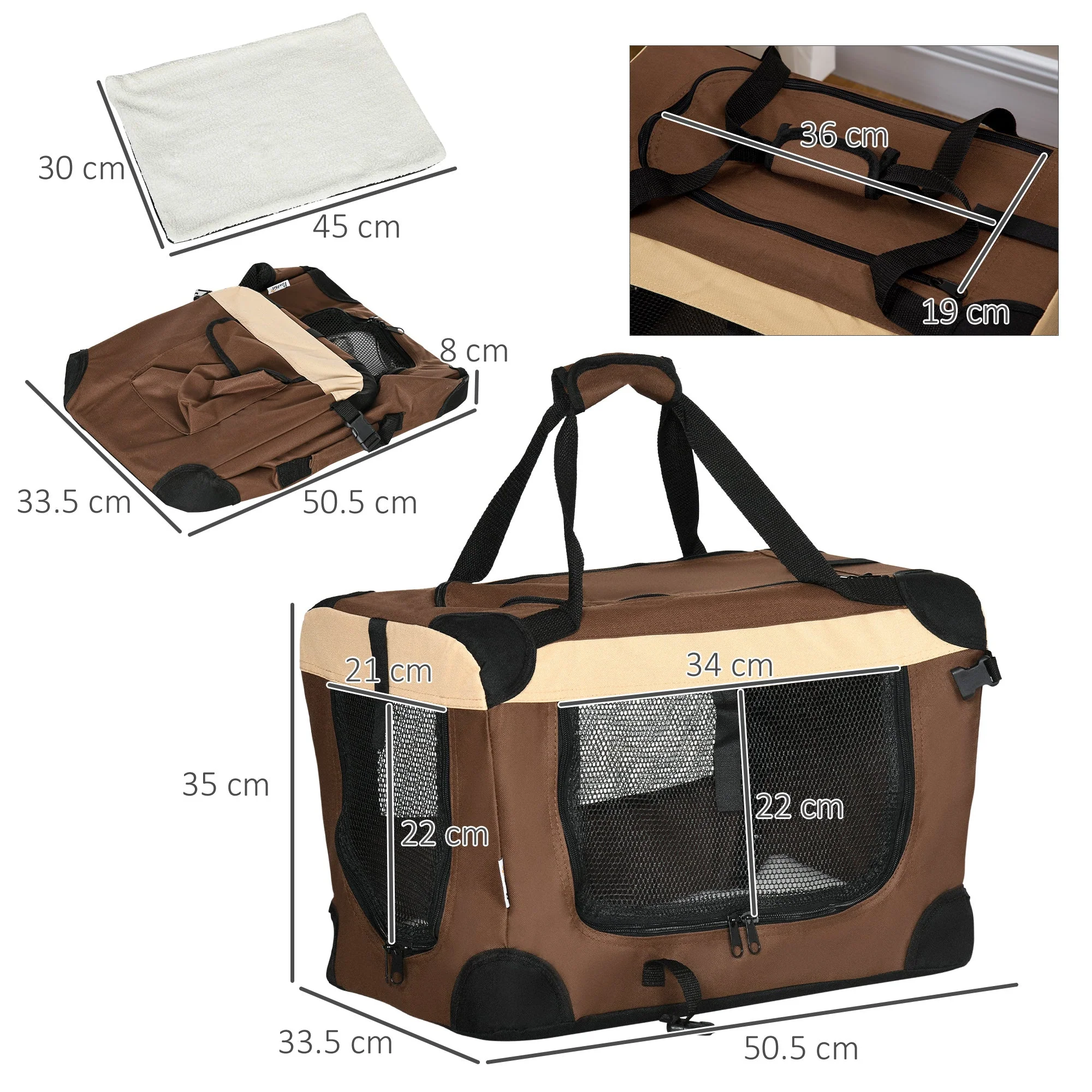 PawHut 51cm Foldable Pet Carrier - Image 3