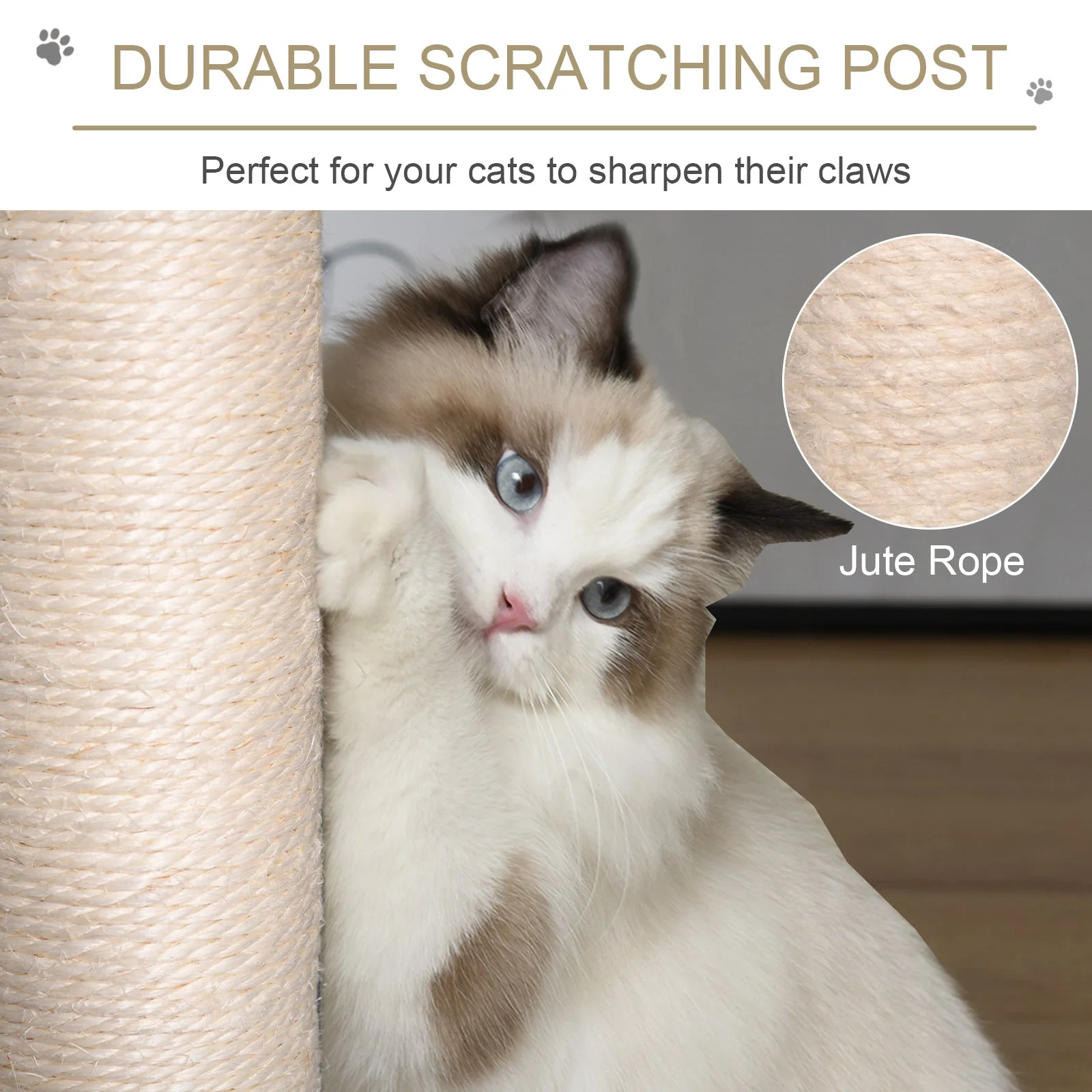 PawHut 55 x 150H cm Cat Tree Multi-level Kitten Tower w/ Scratching Post Condo Plush Perches Grey - Image 6