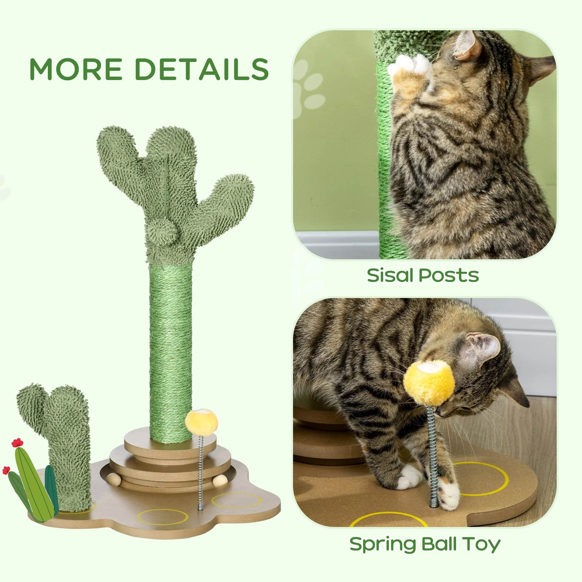 PawHut 60cm Chenille Cat Tree - Image 3