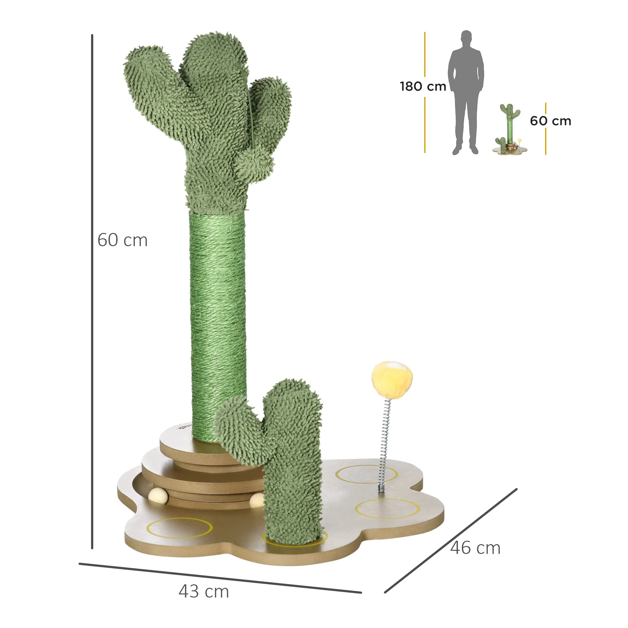 PawHut 60cm Chenille Cat Tree - Image 4