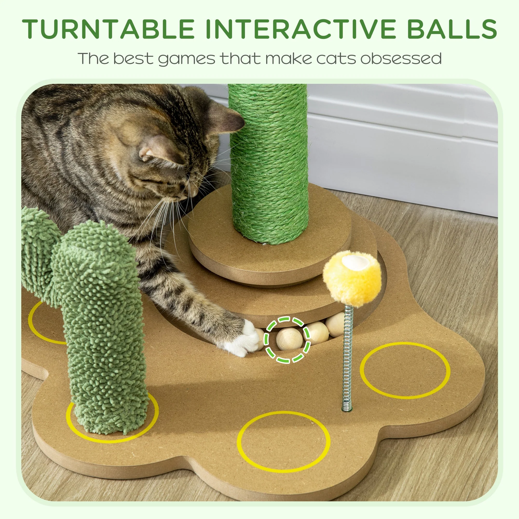 PawHut 60cm Chenille Cat Tree - Image 6