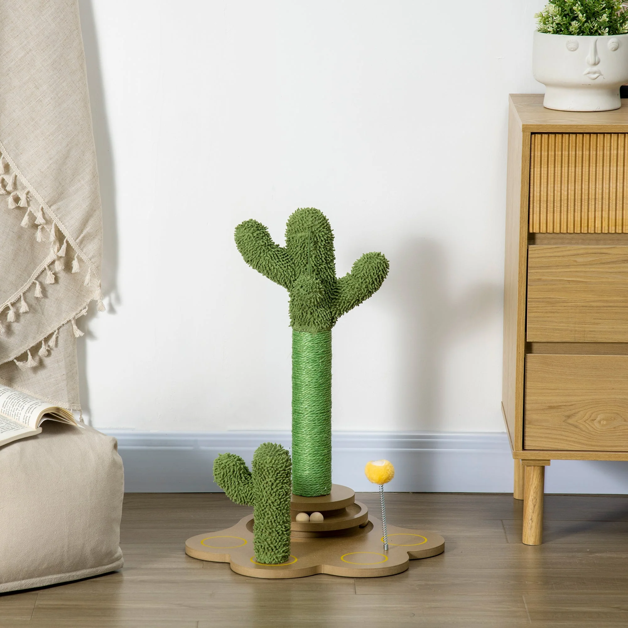 PawHut 60cm Chenille Cat Tree - Image 9
