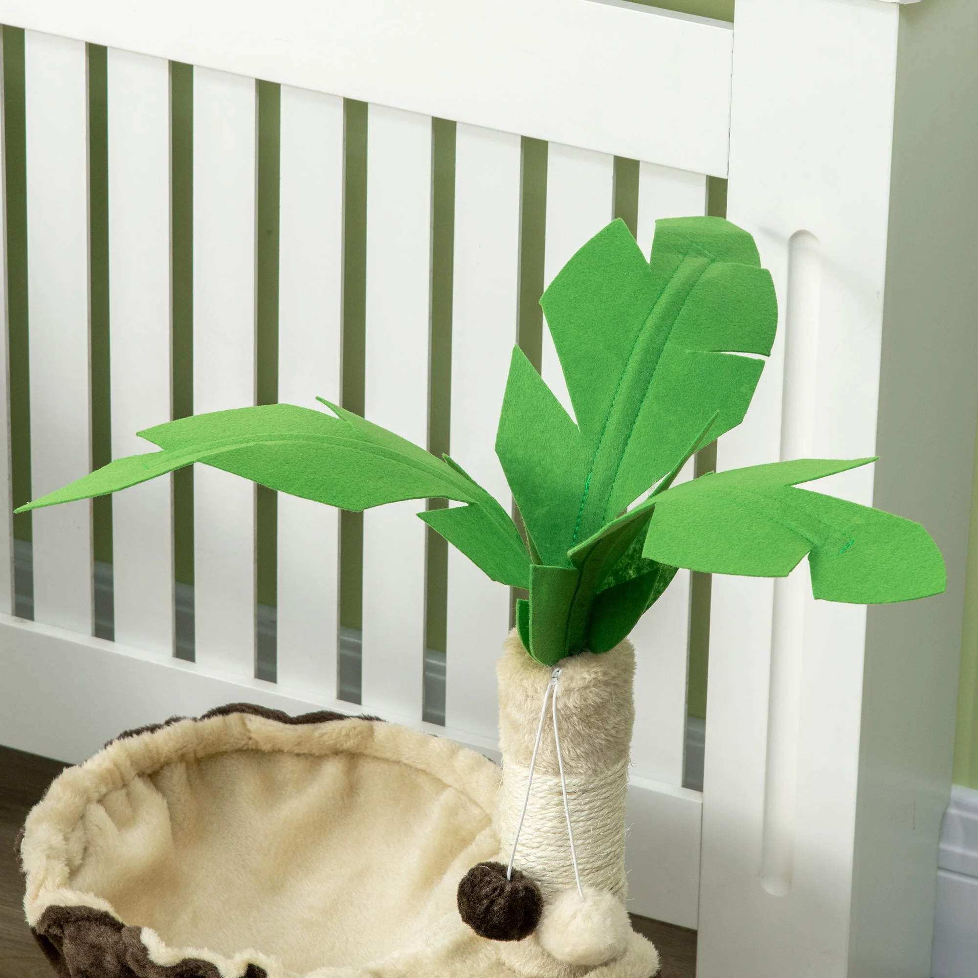 PawHut 68cm Palm Tree Shaped Cat Tree w/ Hammock - Image 3