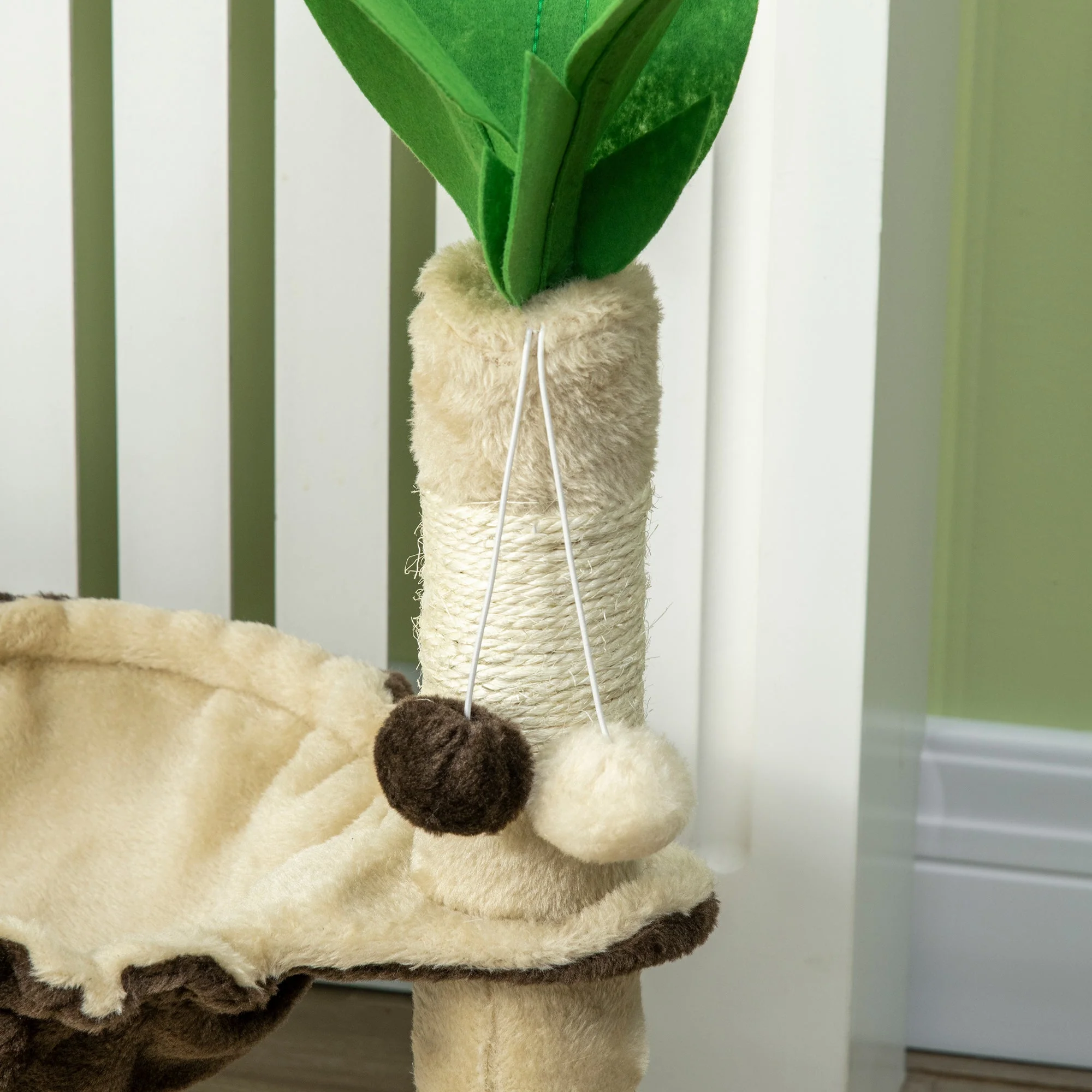 PawHut 68cm Palm Tree Shaped Cat Tree w/ Hammock - Image 9