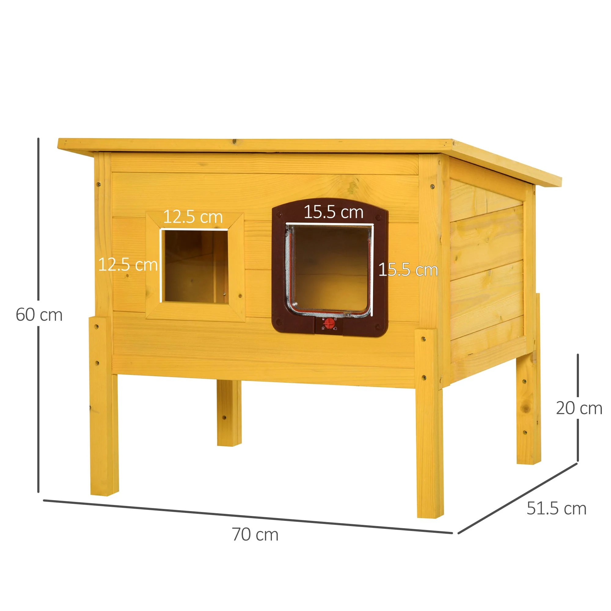 PawHut 70L×51.5W×60H cm Wooden Pet House - Image 3