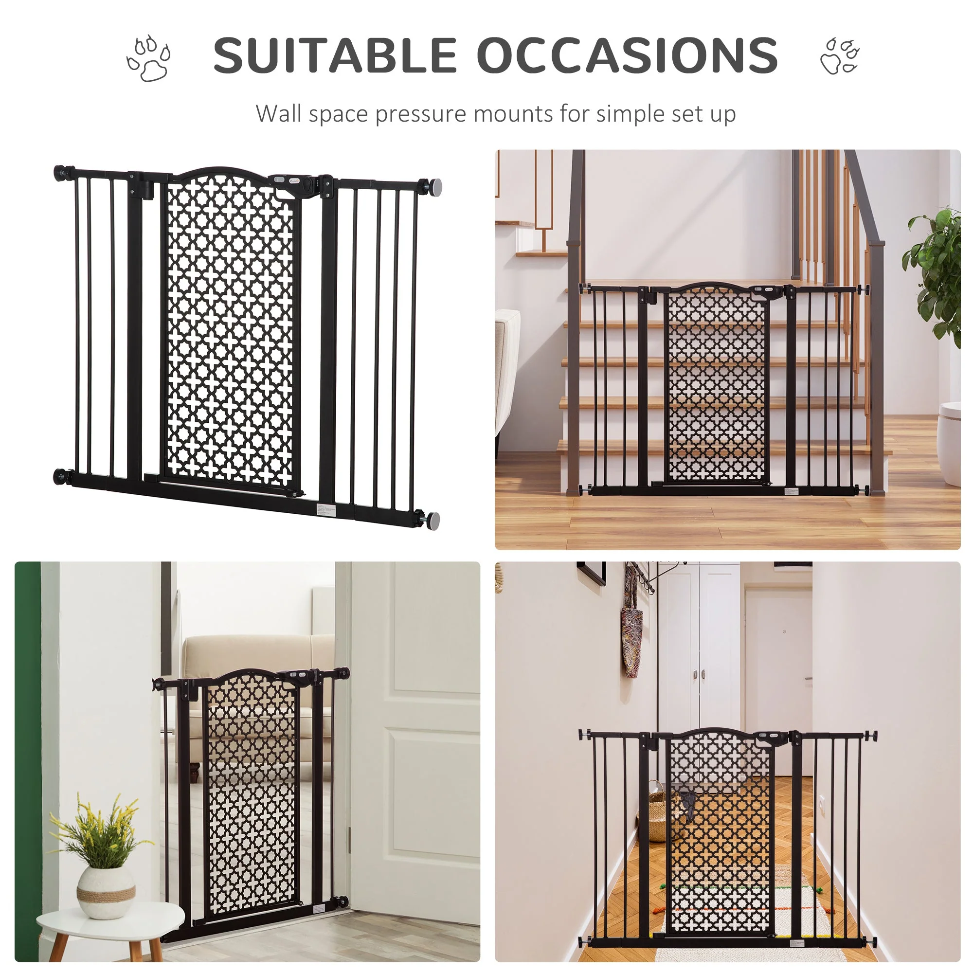 PawHut 74-105cm Pet Safety Gait Stair Barrier - Image 2