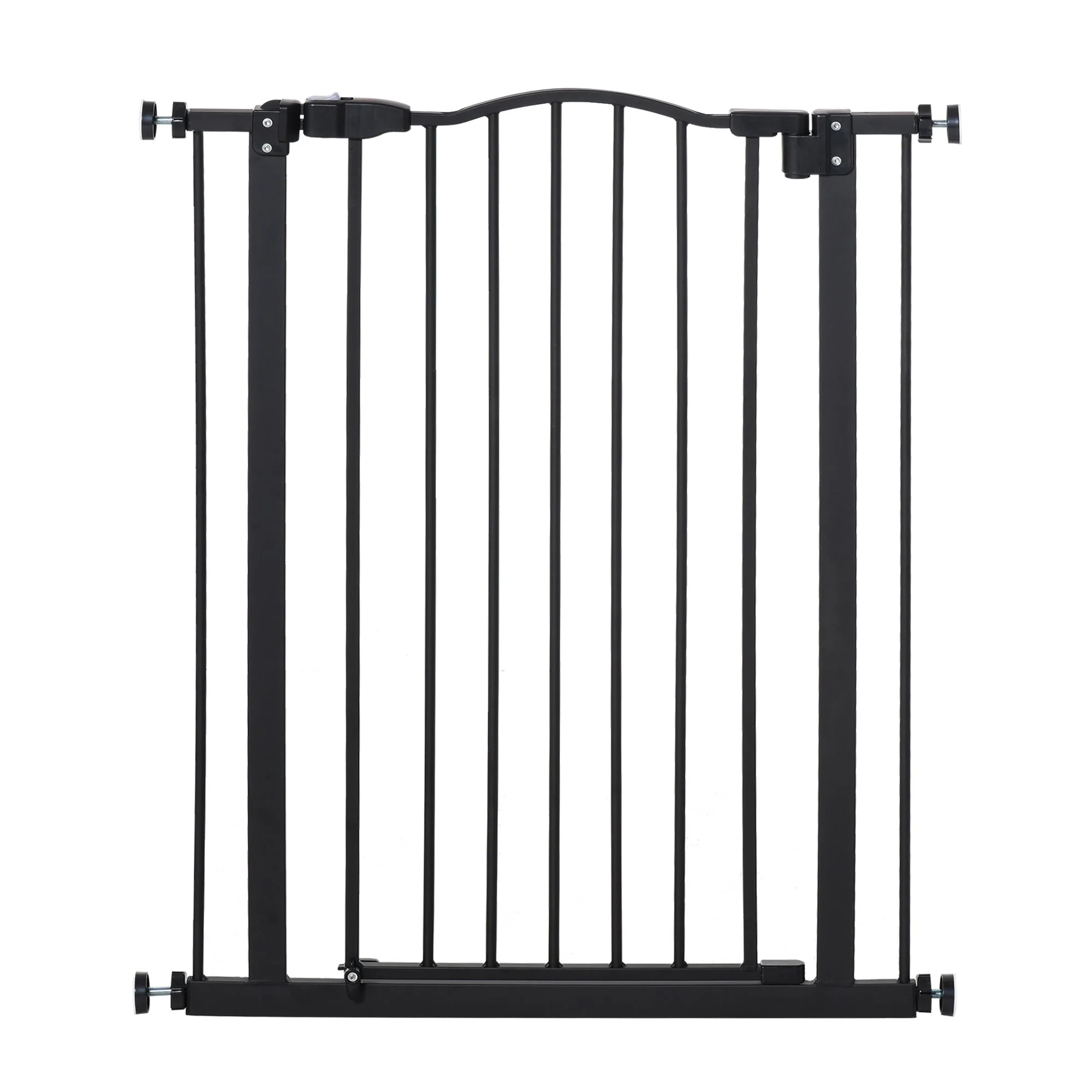 PawHut 74-84cm Adjustable Metal Pet Gate Safety Barrier w/ Auto-Close Door Black - Image 3