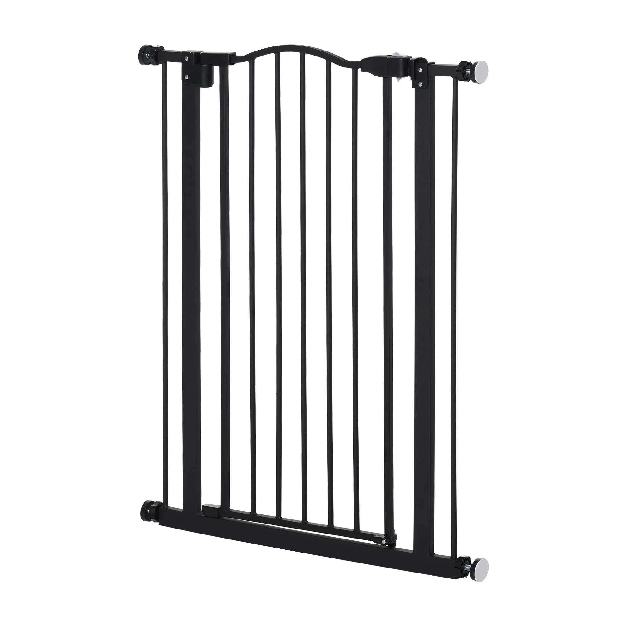 PawHut 74-84cm Adjustable Metal Pet Gate Safety Barrier w/ Auto-Close Door Black - Image 9