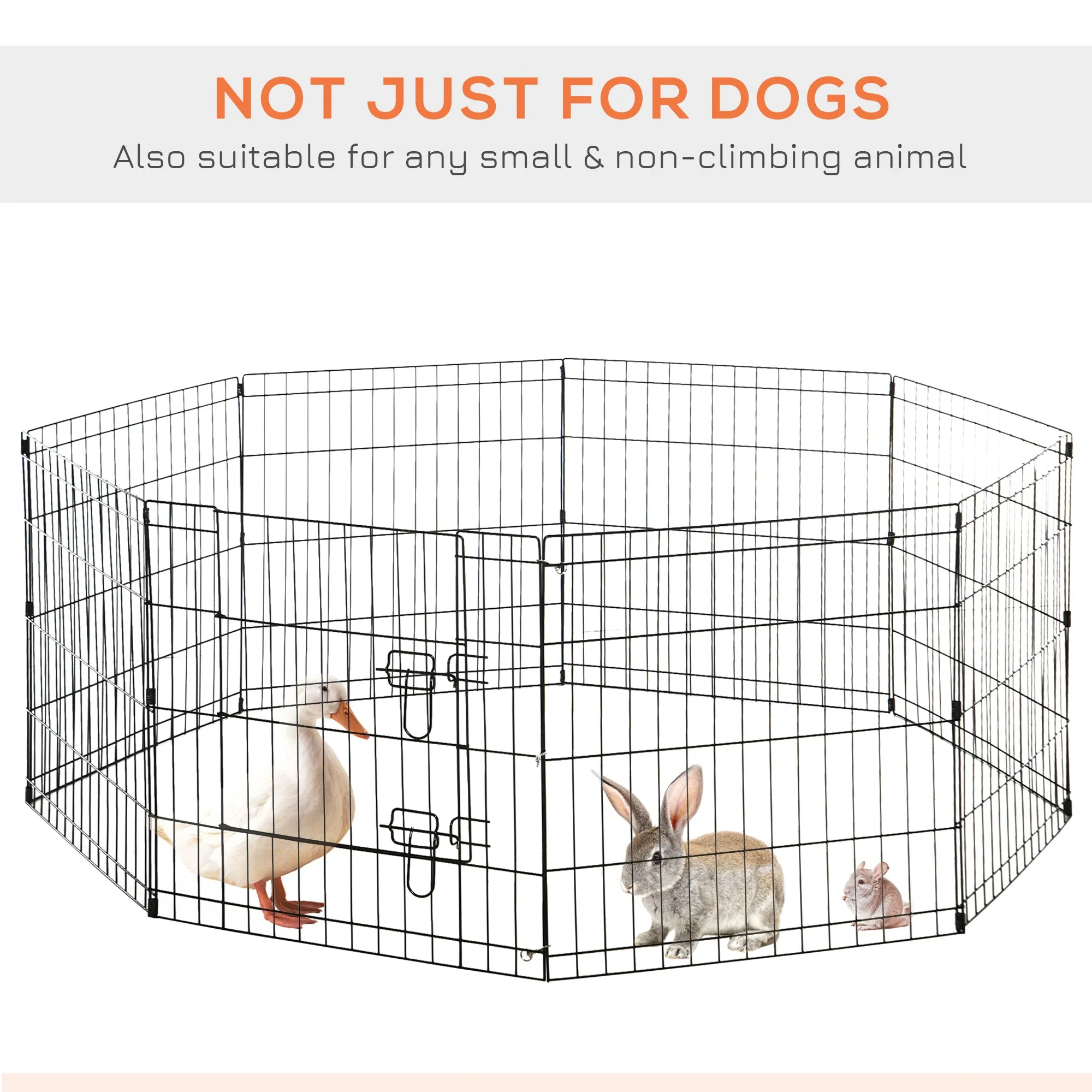 PawHut 8 Panel Dog Playpen Puppy Pen Rabbits Guinea Metal Crate Pet Cage Run Indoor Outdoor - Image 2