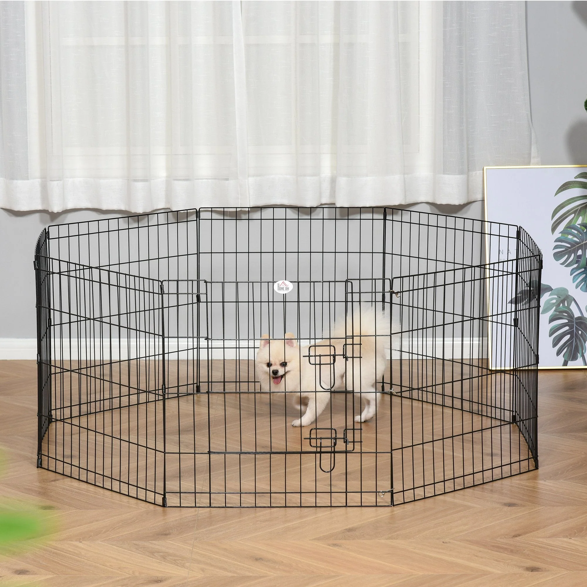 PawHut 8 Panel Dog Playpen Puppy Pen Rabbits Guinea Metal Crate Pet Cage Run Indoor Outdoor - Image 4