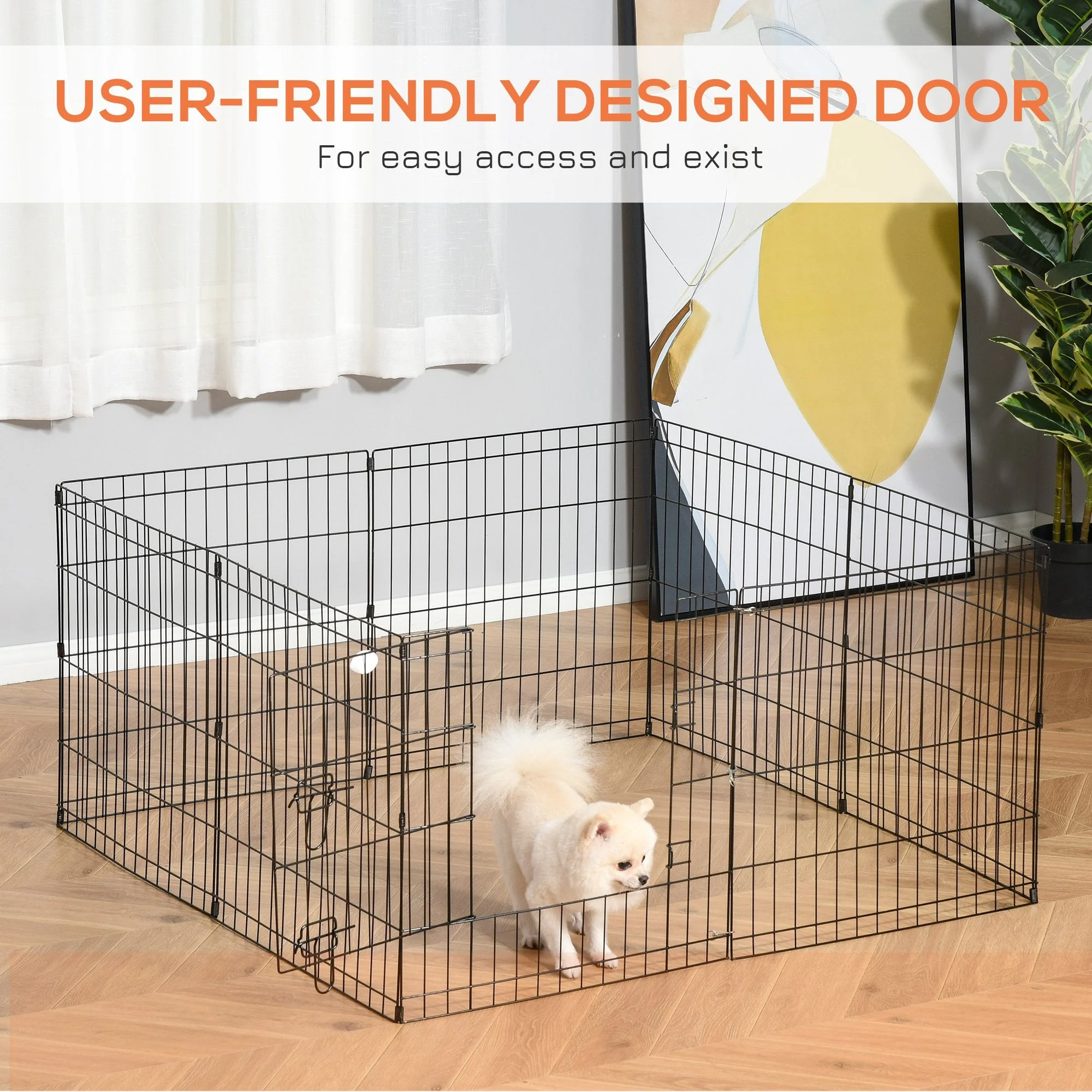 PawHut 8 Panel Dog Playpen Puppy Pen Rabbits Guinea Metal Crate Pet Cage Run Indoor Outdoor - Image 6
