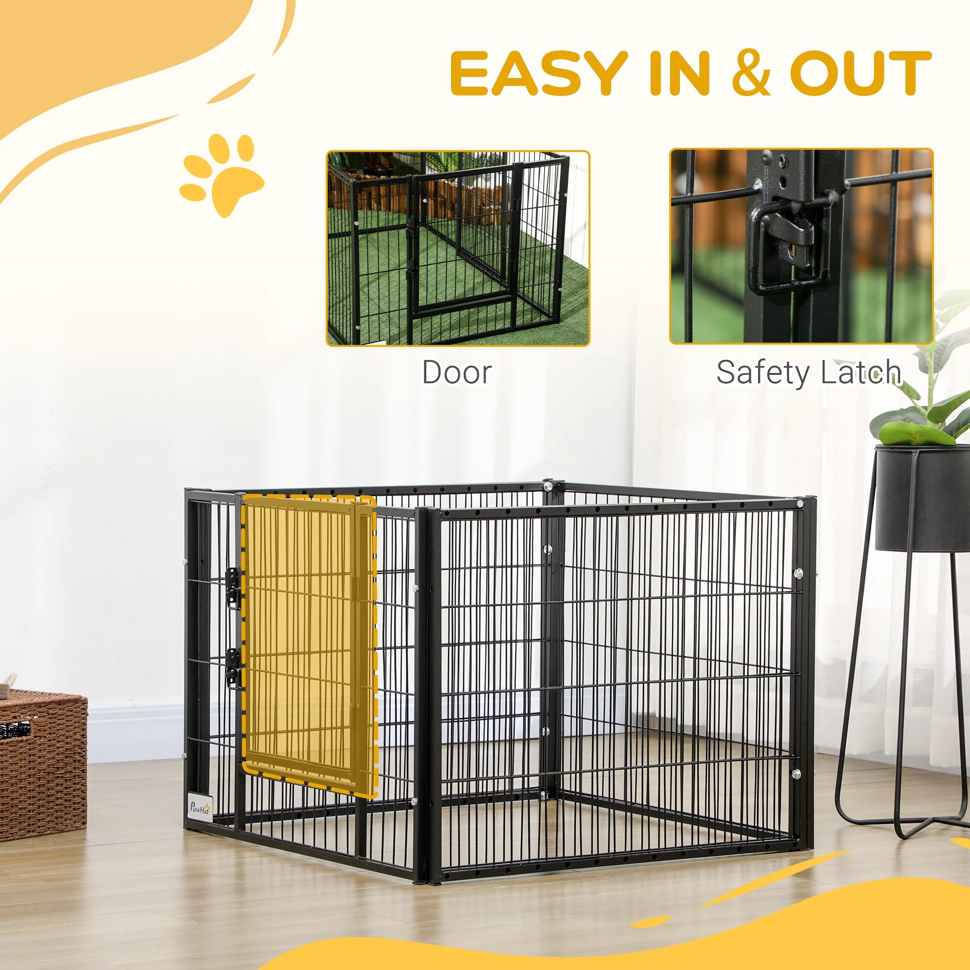 PawHut 82.5-150 x 61cm Heavy Duty Pet Playpen - Image 3