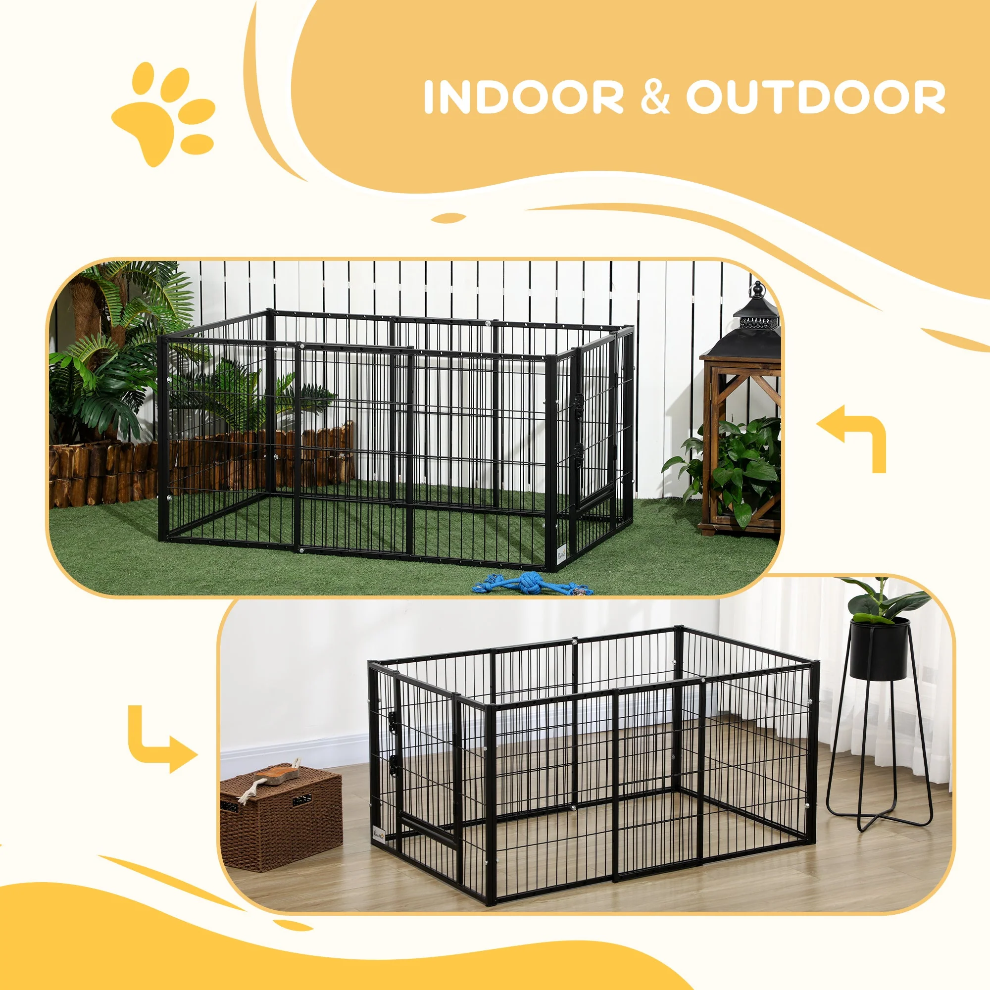 PawHut 82.5-150 x 61cm Heavy Duty Pet Playpen - Image 7