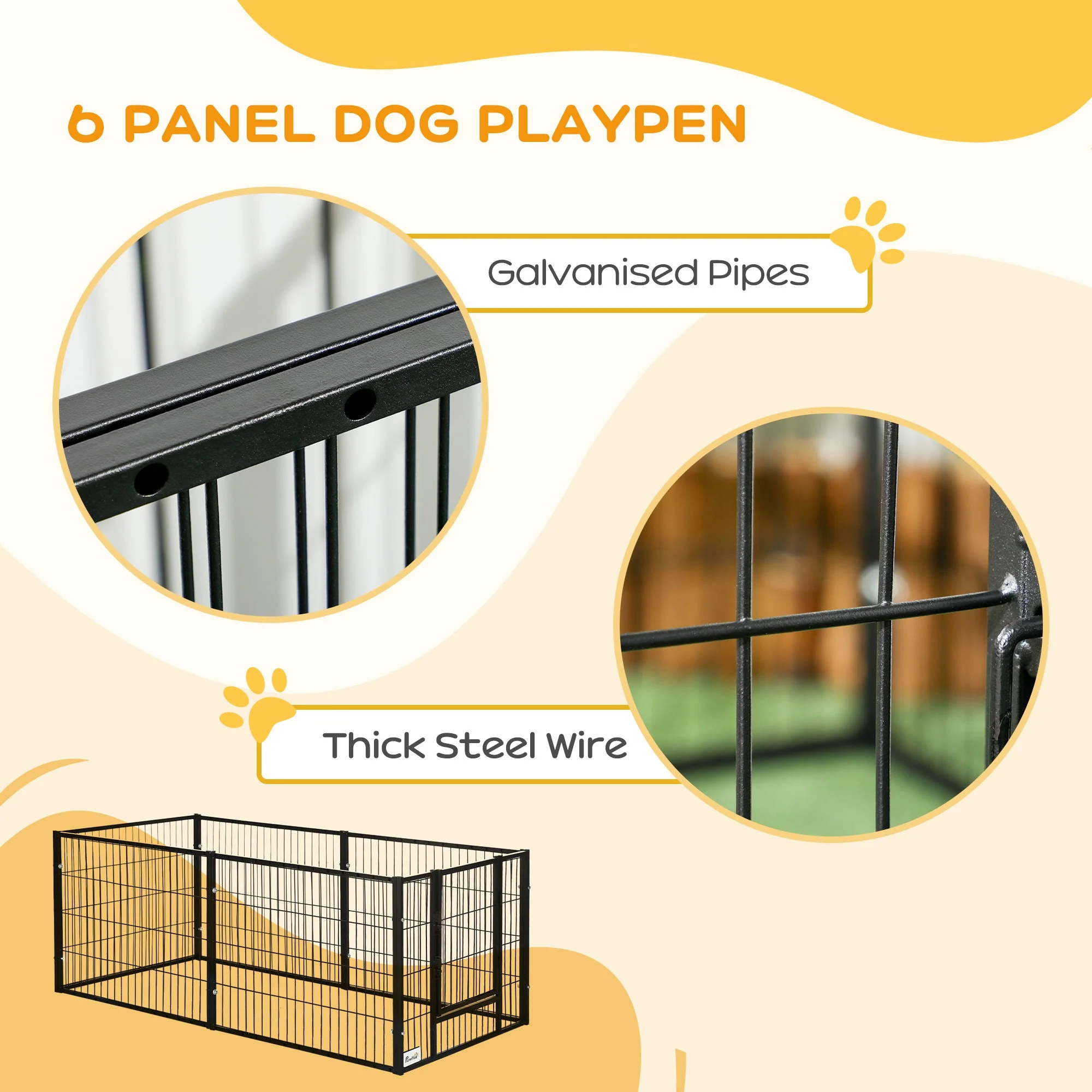 PawHut 82.5-150 x 61cm Heavy Duty Pet Playpen - Image 8