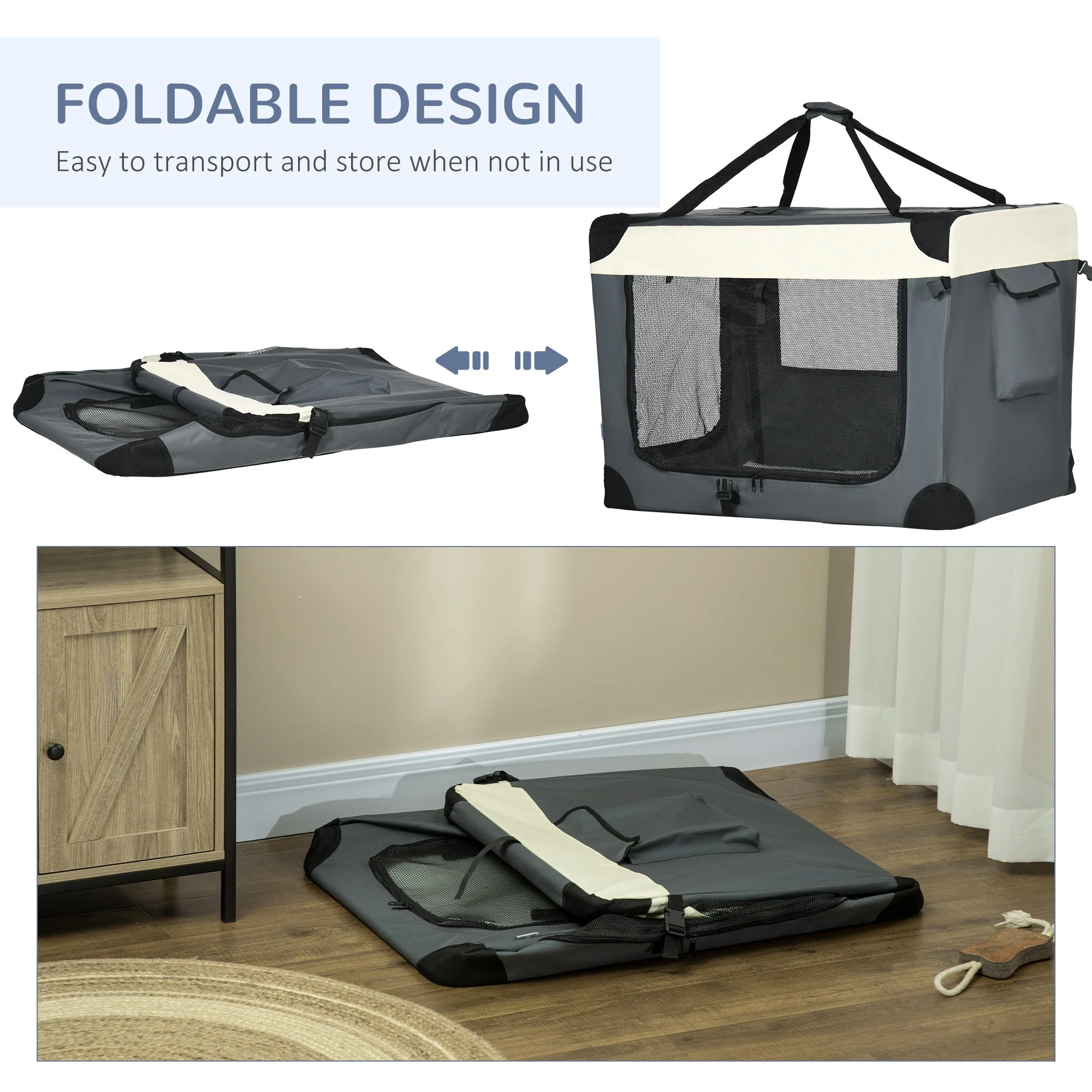 PawHut 91cm Foldable Pet Carrier - Image 7