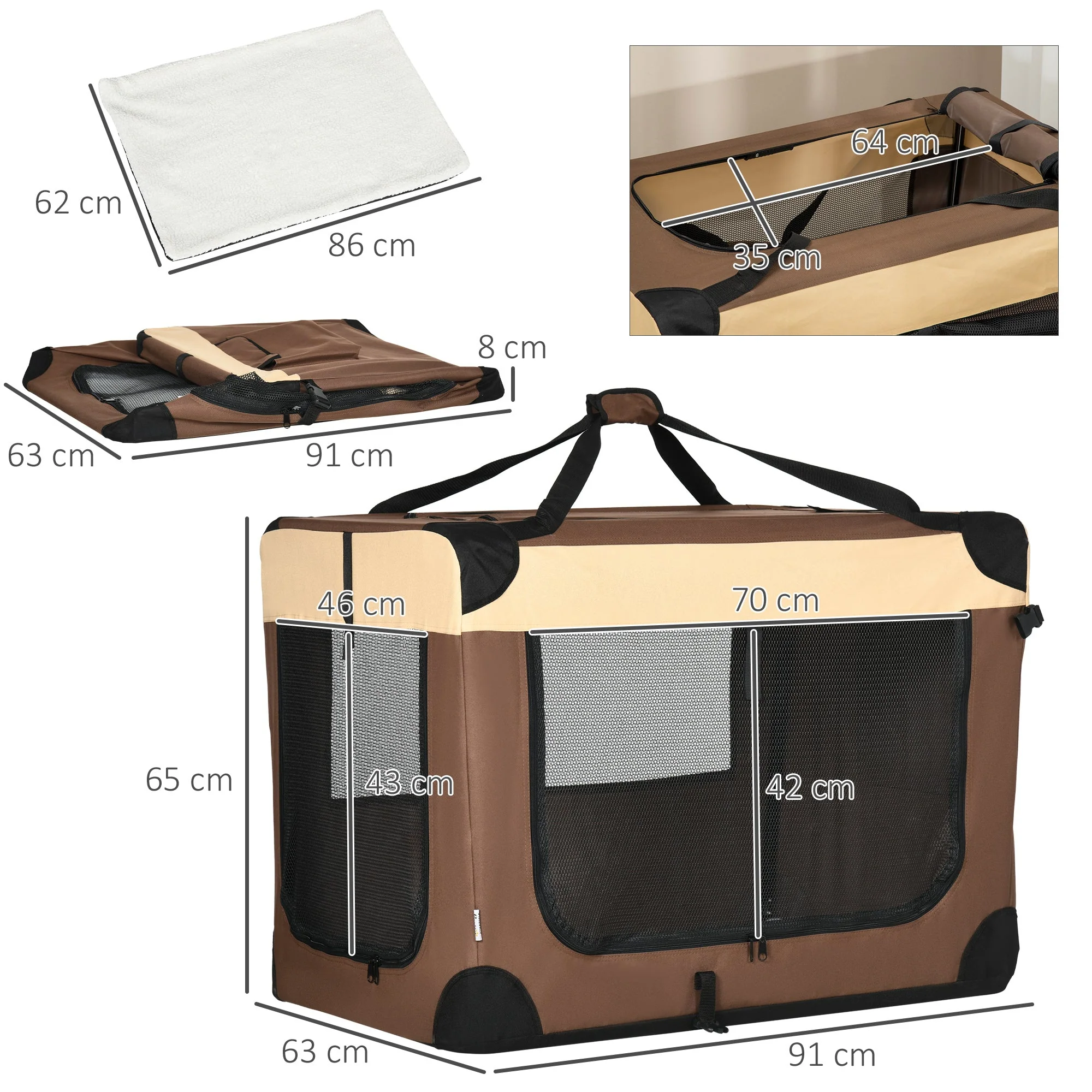 PawHut 91cm Foldable Pet Carrier - Image 5