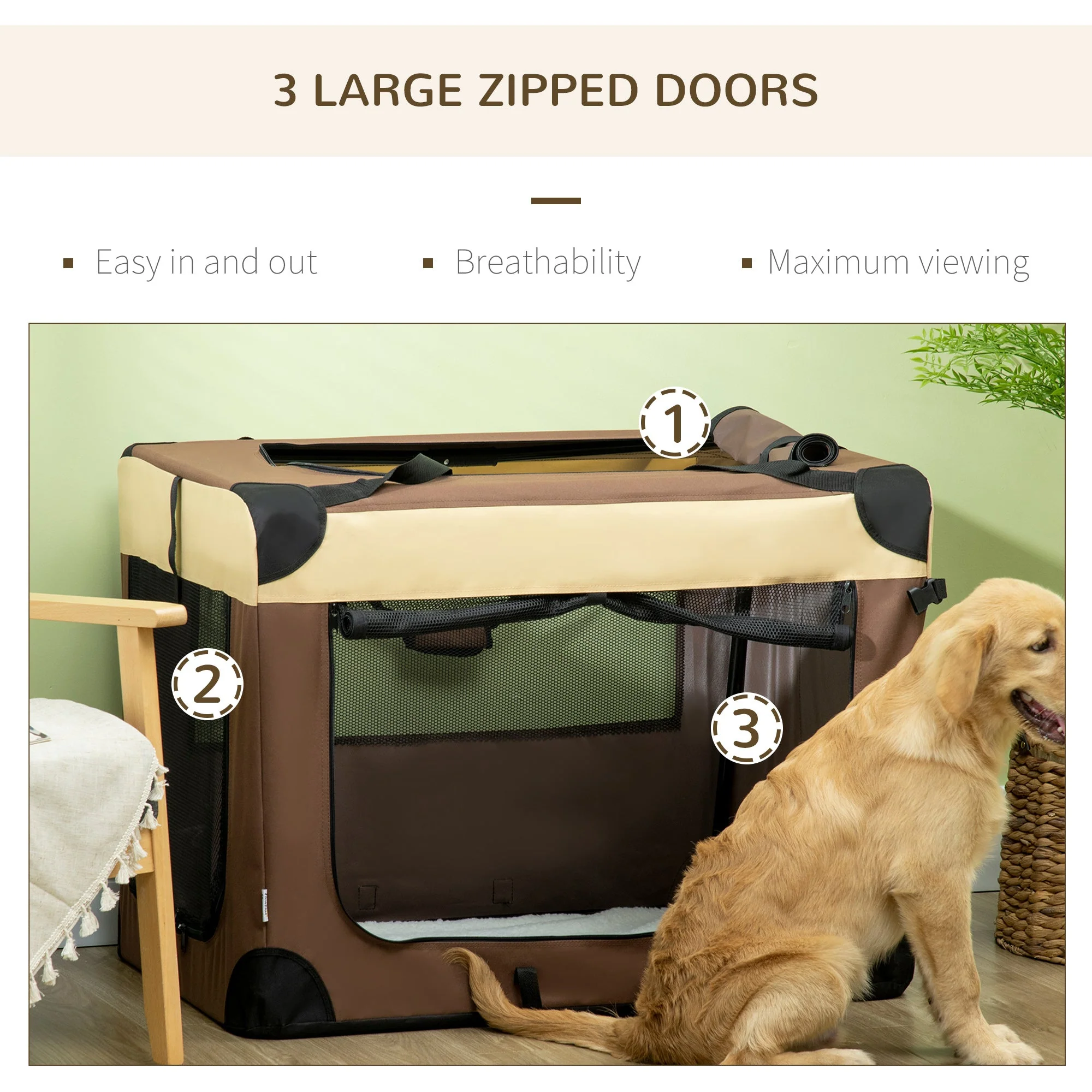 PawHut 91cm Foldable Pet Carrier - Image 6
