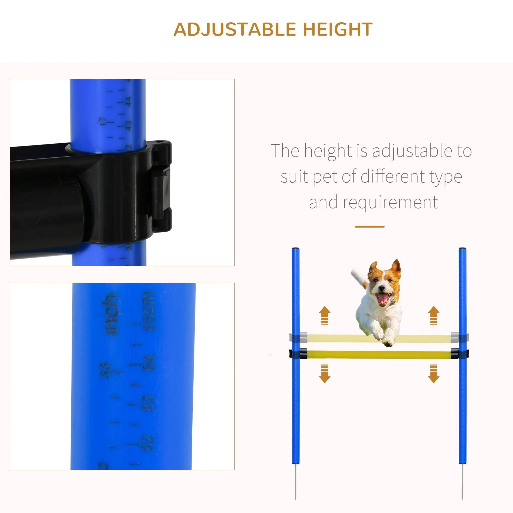 PawHut Adjustable Pet Agility Training Set-Blue/Yellow - Image 6