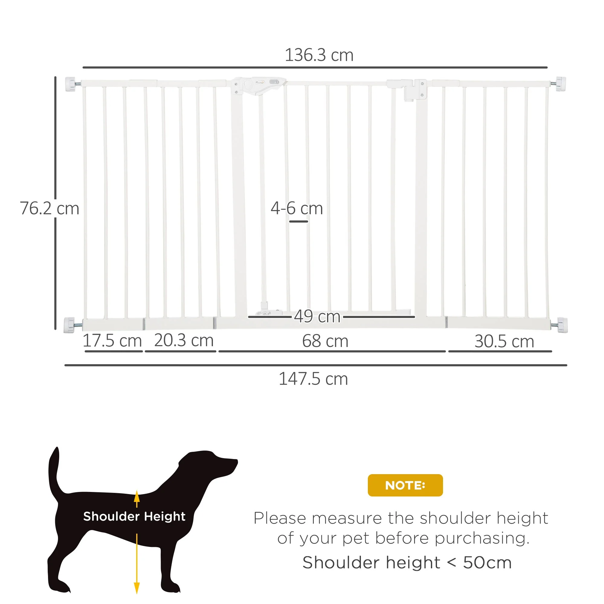 Pawhut Adjustable Safety Gate Dog Barrier For Doorways - Image 2