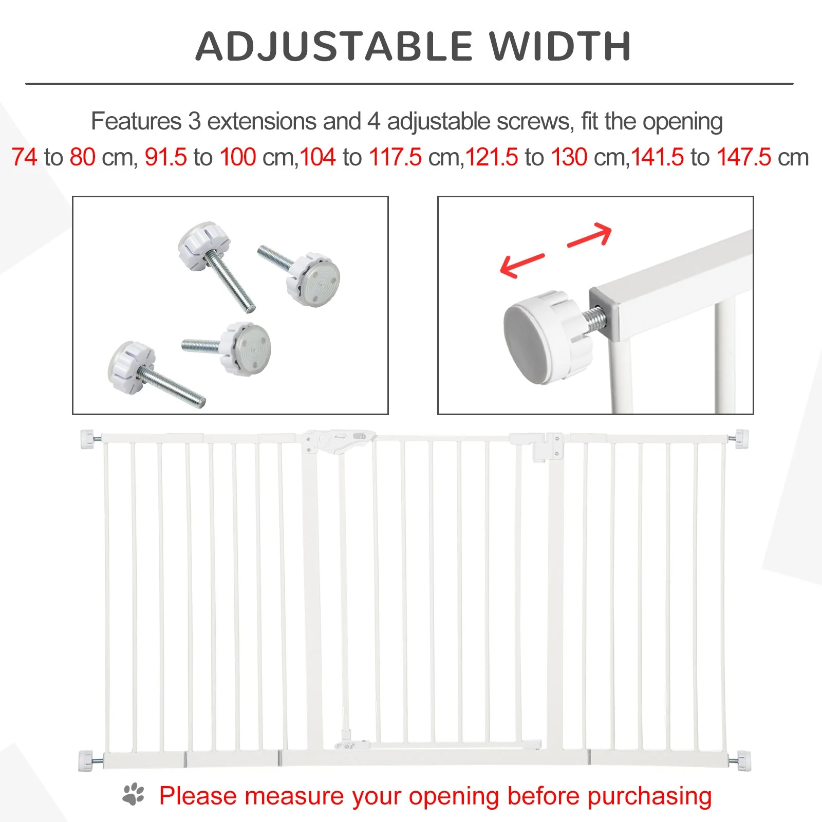 Pawhut Adjustable Safety Gate Dog Barrier For Doorways - Image 6