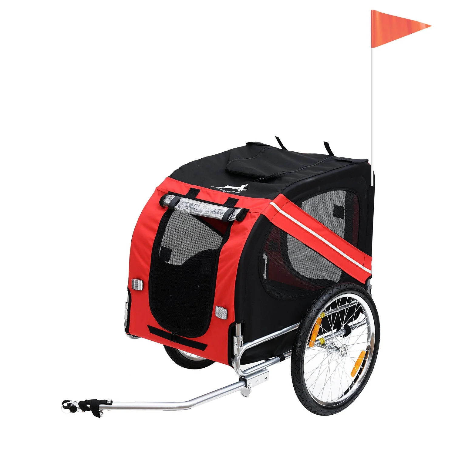 PawHut Bicycle Pet Trailer in Steel Frame-Red/Black - Image 2
