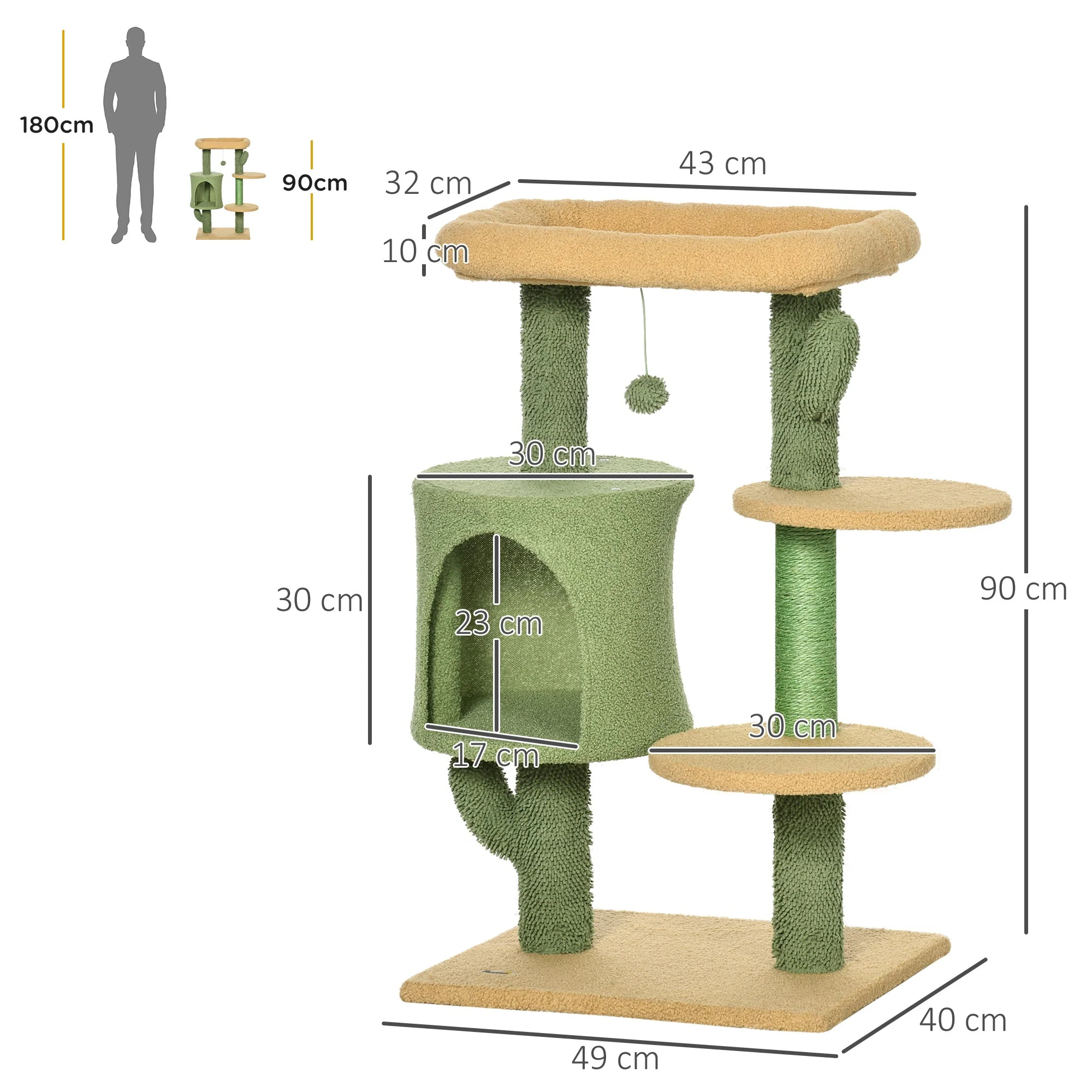 PawHut Cactus Cat Tree - Image 5