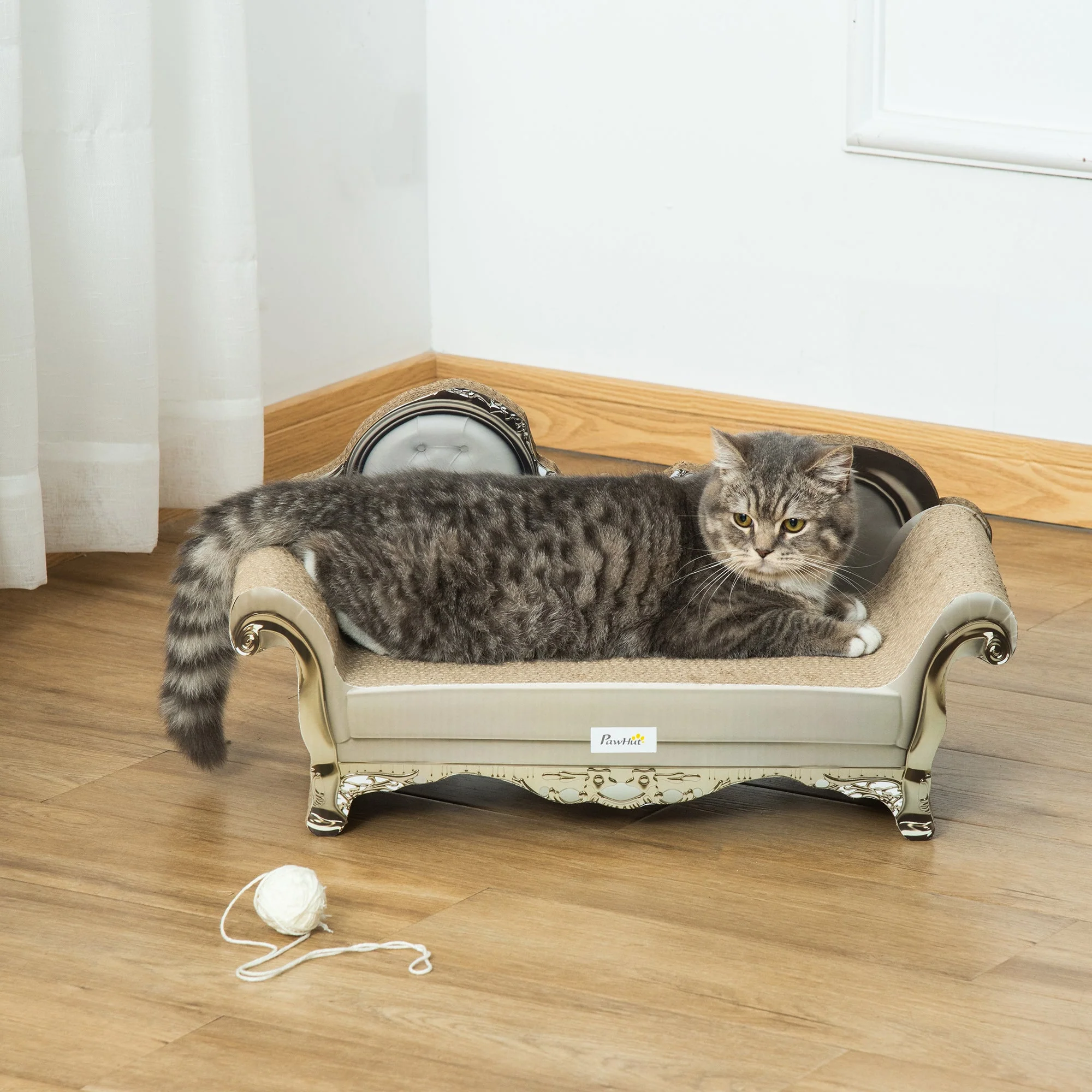 PawHut Cat Corrugated Paper Scratching Bed Pad Board Toy Pet Furniture with Catnip Brown - Image 7