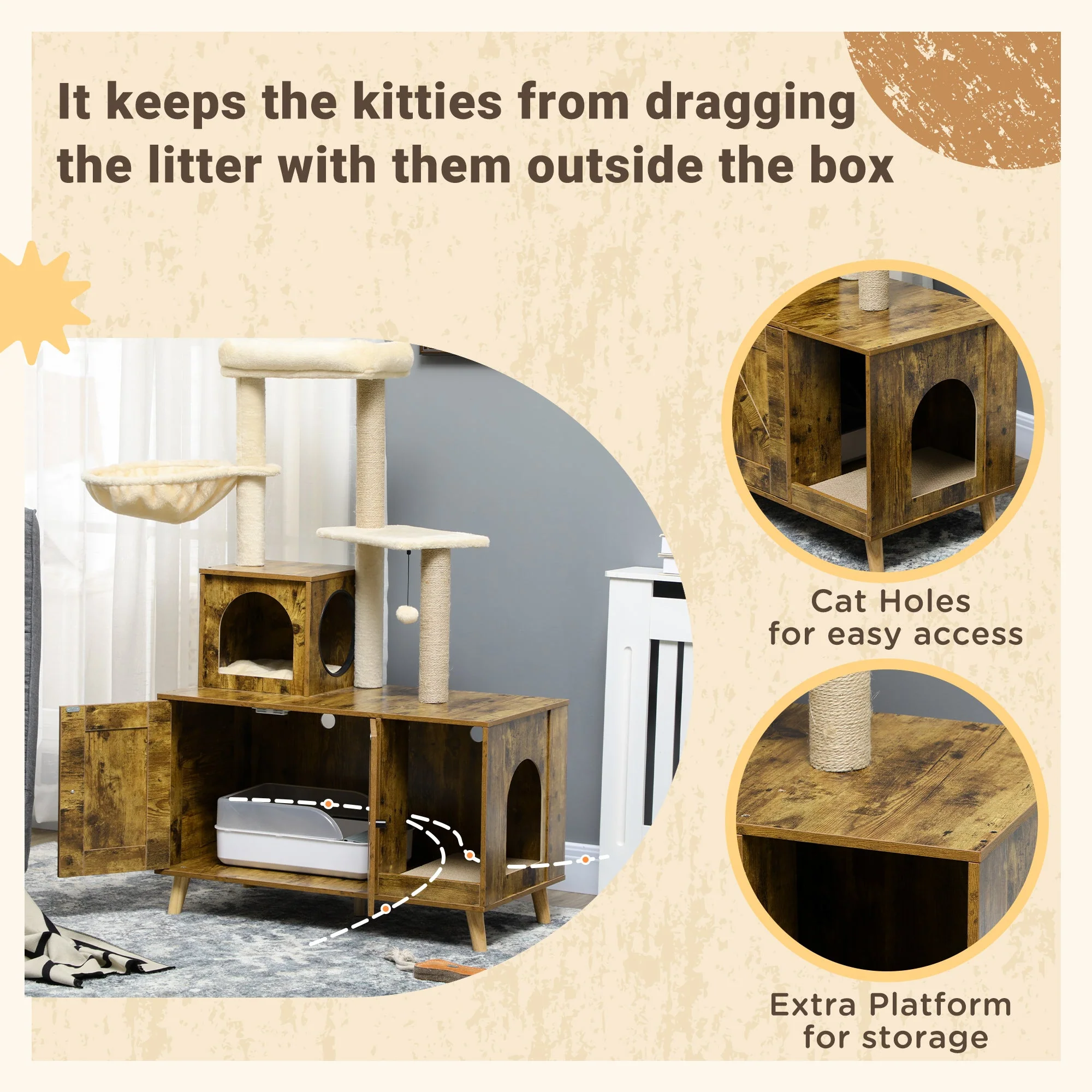 PawHut Cat Litter Box Enclosure - Image 6