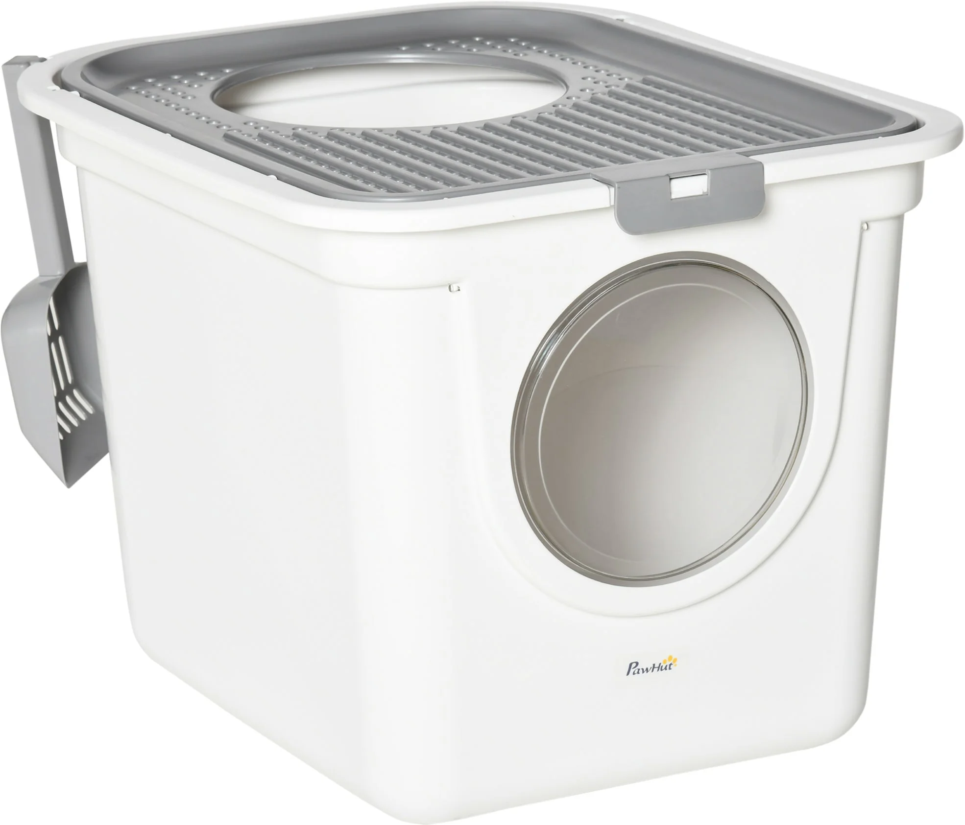 PawHut Cat Litter Box Pet Toilet Enclosed Kitten Pan w/ Front Entrance Top exit Scoop - Image 3