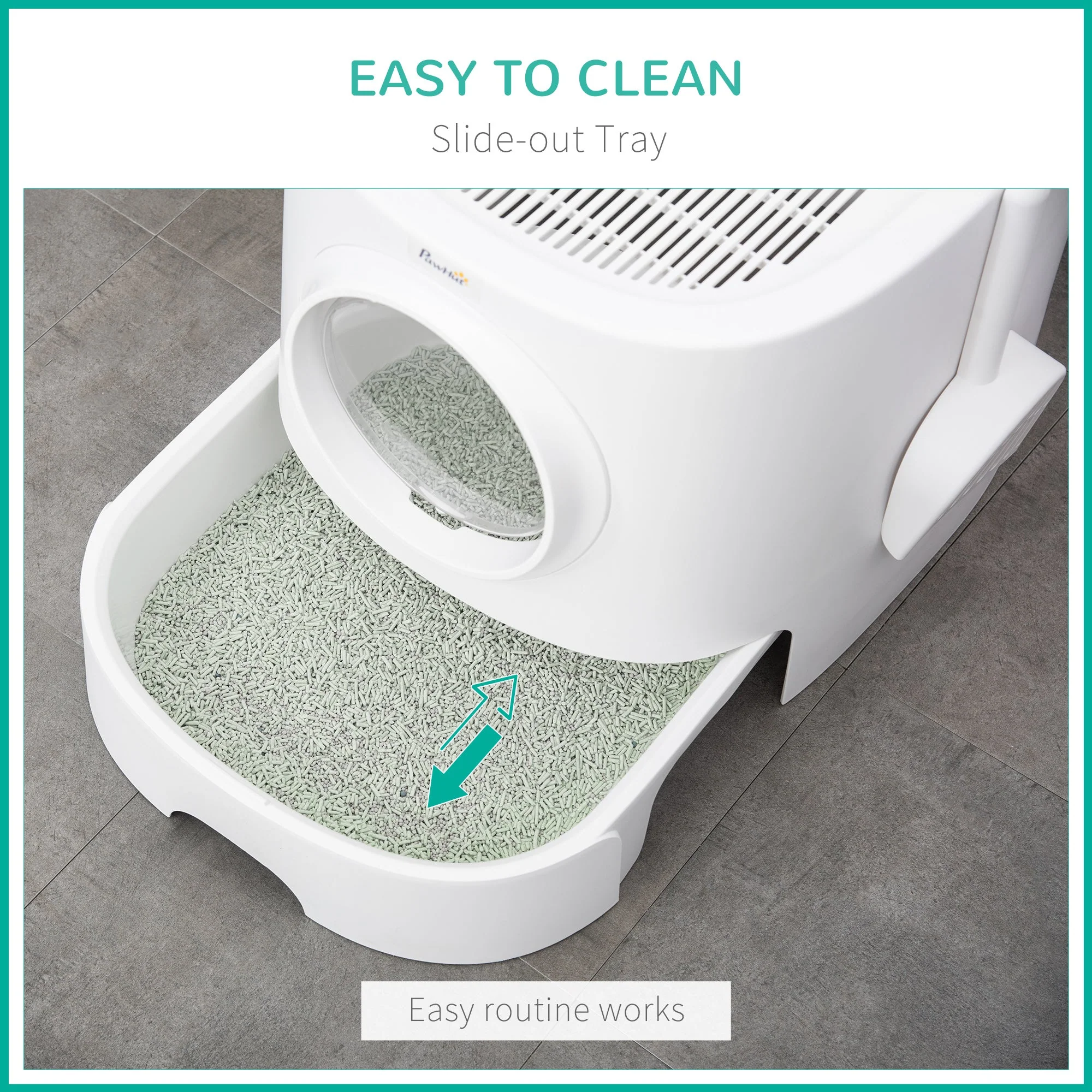 PawHut Cat Litter Box Portable Pet Toilet Fully Enclosed Kitten Pan w/ Scoop - Image 8