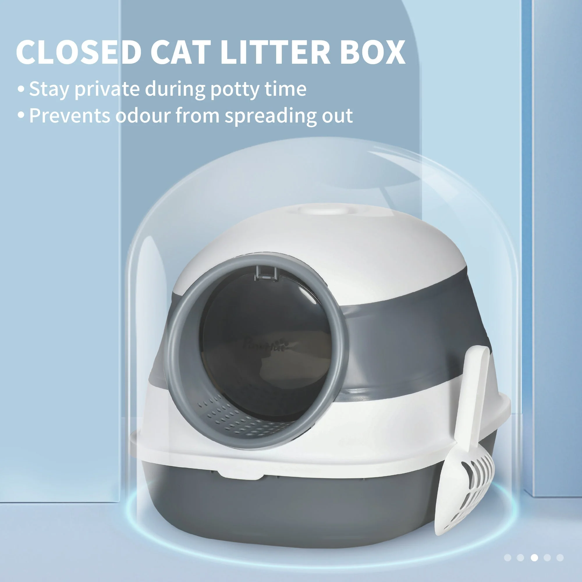 PawHut Cat Litter Tray with Lid - Image 7