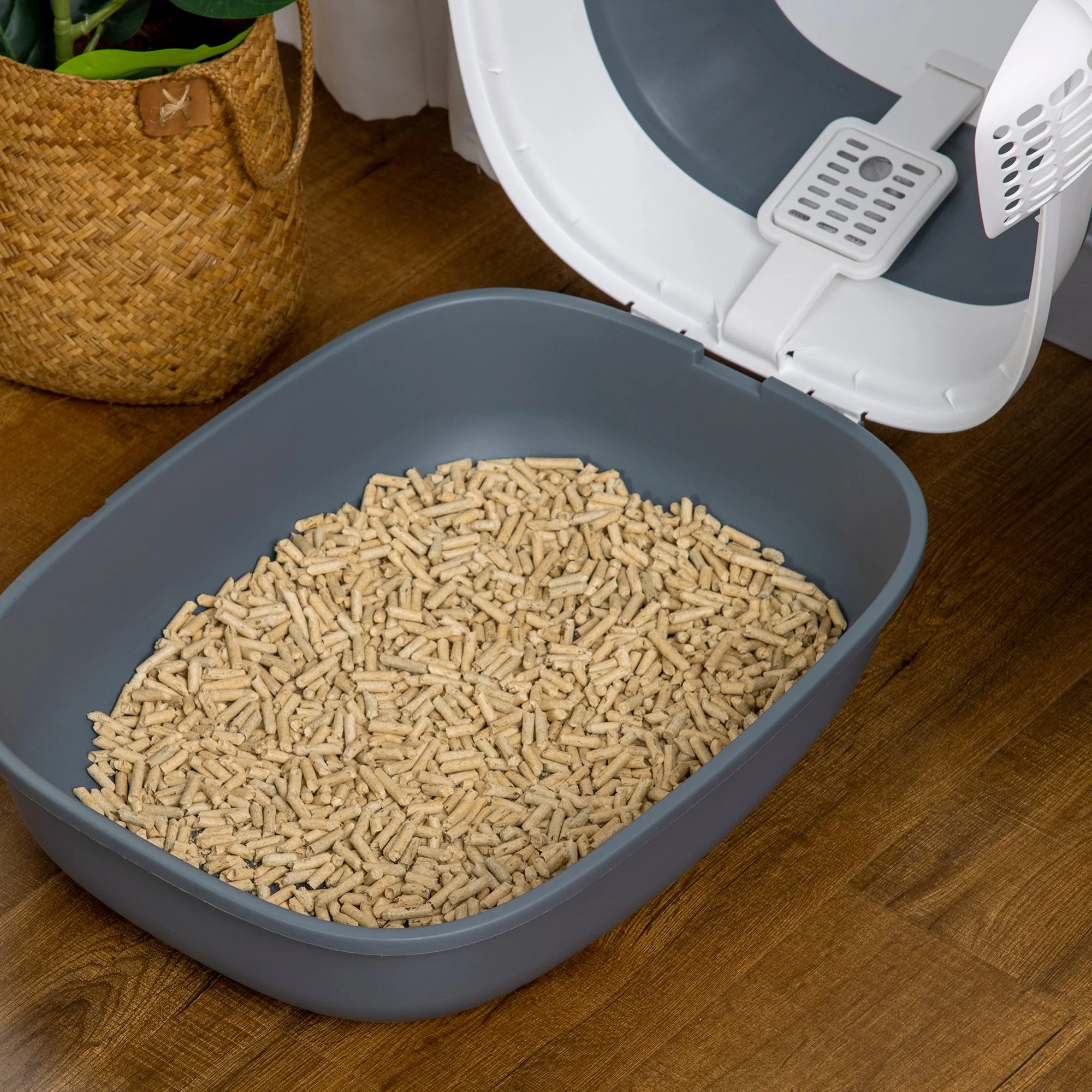 PawHut Cat Litter Tray with Lid - Image 9