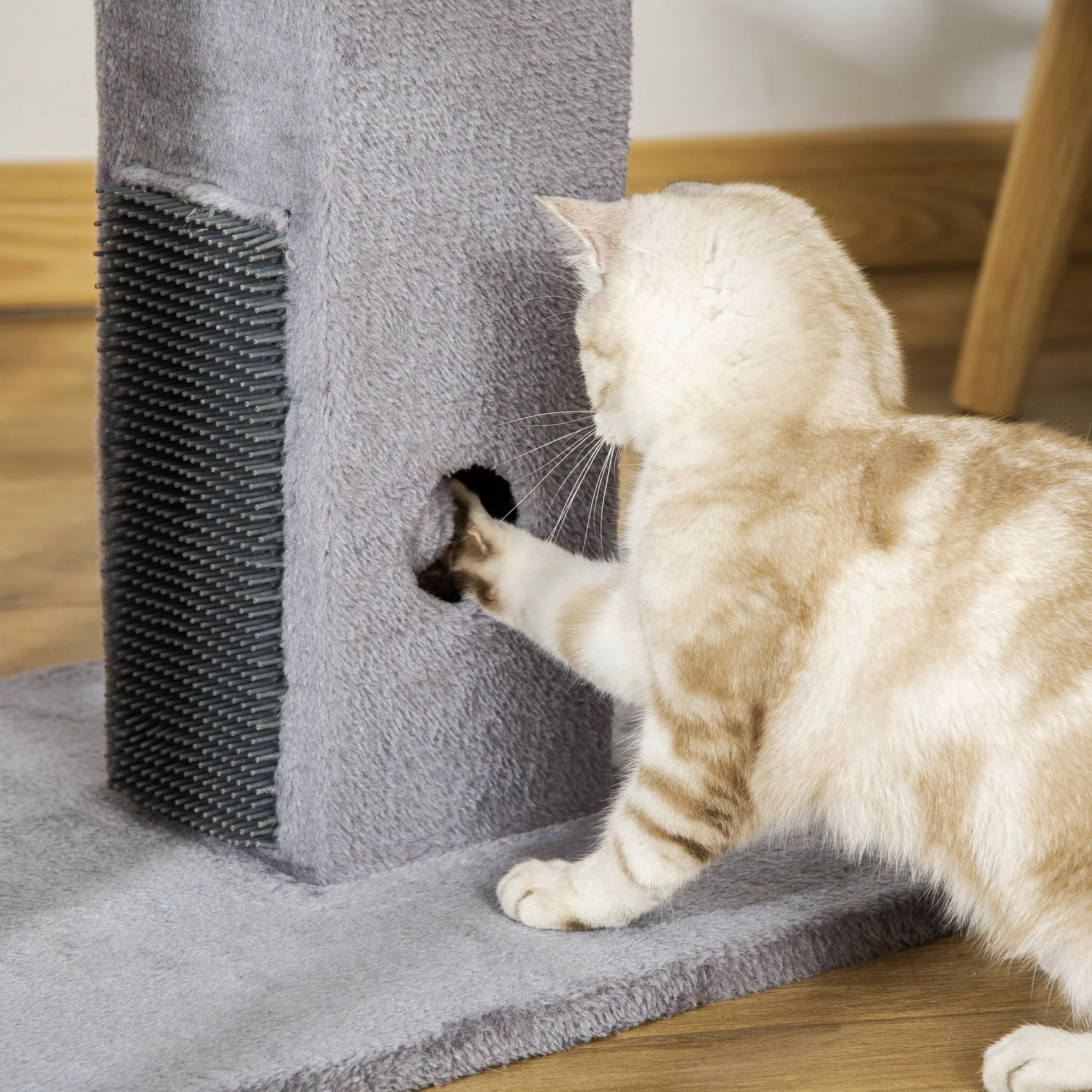 PawHut Cat Scratching Post 79cm Tall Scratcher Climber Cat Tree Activity Centre Grey - Image 9